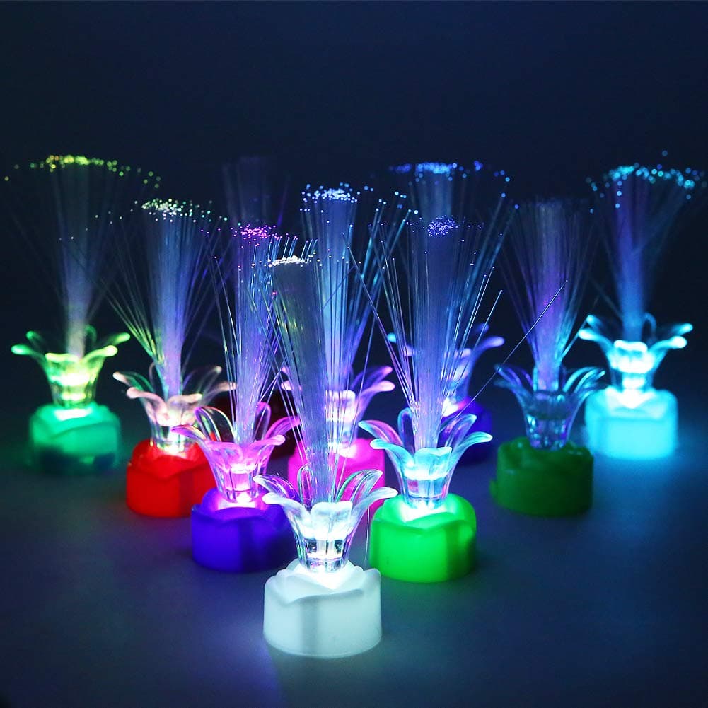 Apol Colorful Fiber Optic LED Rose Light,Changing Flash Light Set 10 Pcs for Kids Toy Home Party Decoration