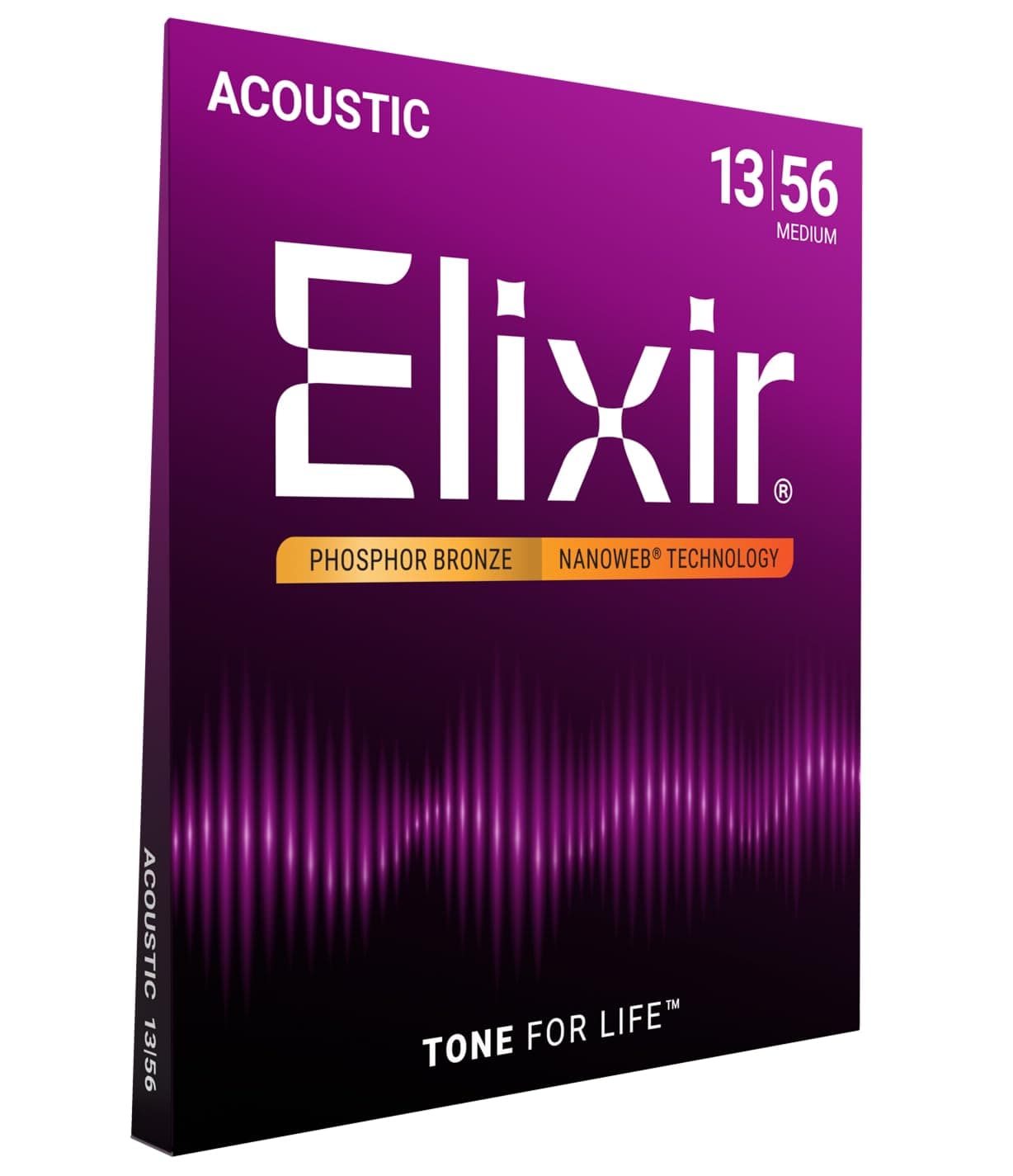 Elixir Strings Acoustic Phosphor Bronze Strings NANOWEB Coating, 6-String, Medium