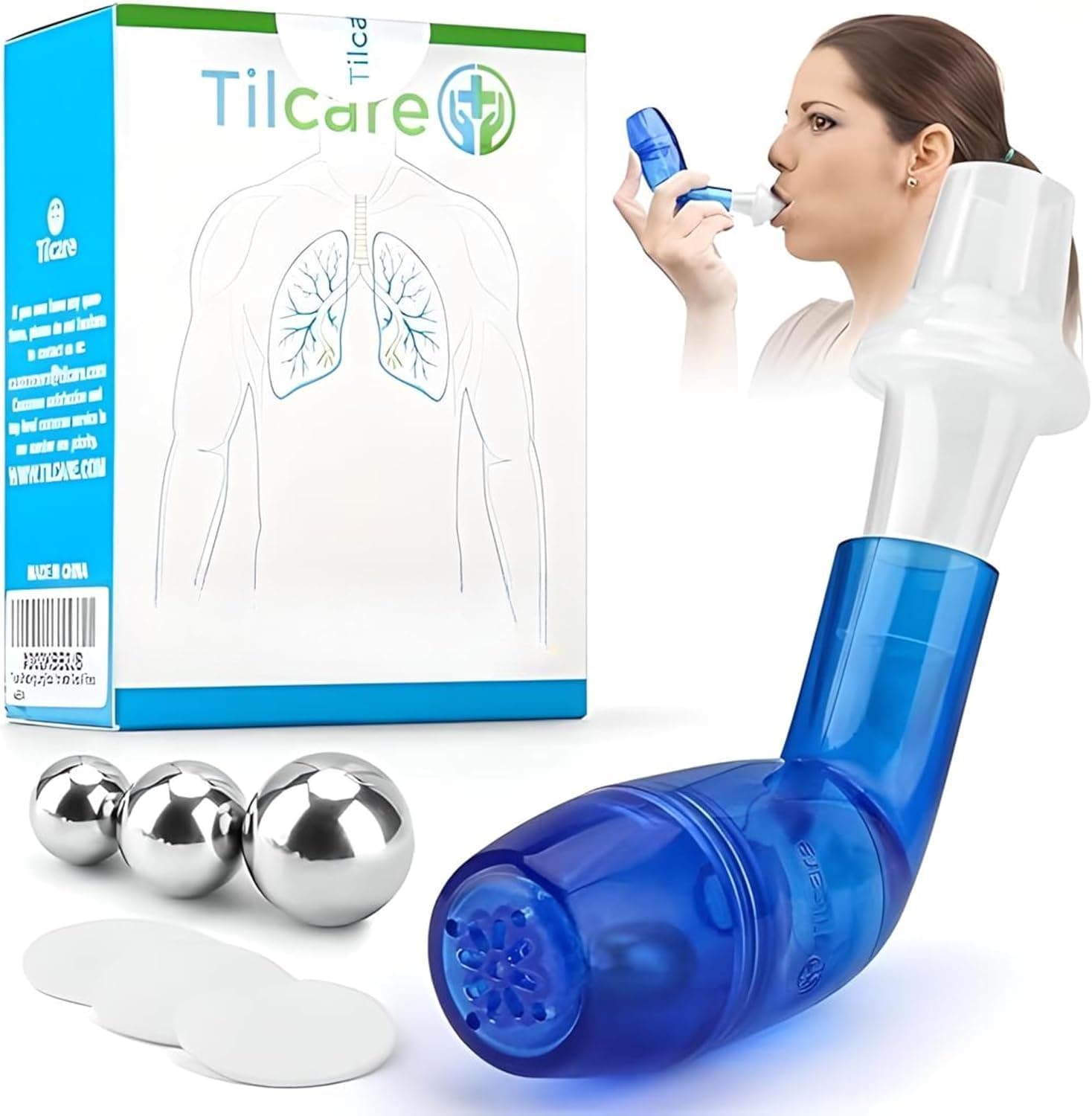 Breathing Lung Expander & Mucus Removal Device - Exercise & Cleanse Therapy Aid for Better Sleep & Fitness - Great Treatment for COPD, Asthma, Bronchitis, Cystic Fibrosis or Smokers Relief