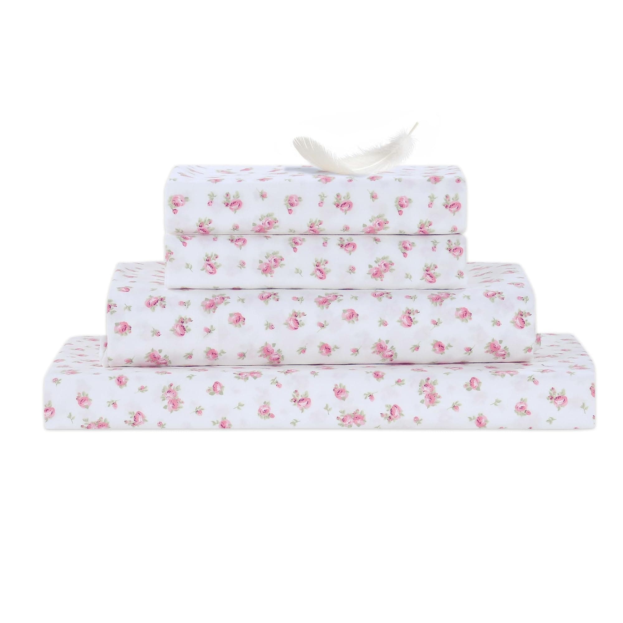 Amrapur Overseas Amrapur Microfiber Sheet Set | Luxuriously Soft 100% Rose Printed Bed with Deep Pocket Fitted Sheet, Flat and 2 Pillowcases , 4 Piece Set, Full