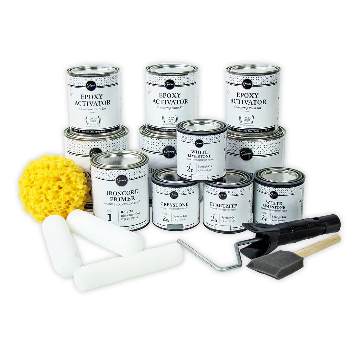 Granite Countertop Paint Kit 2.0 Epoxy Topcoat (White Diamond)