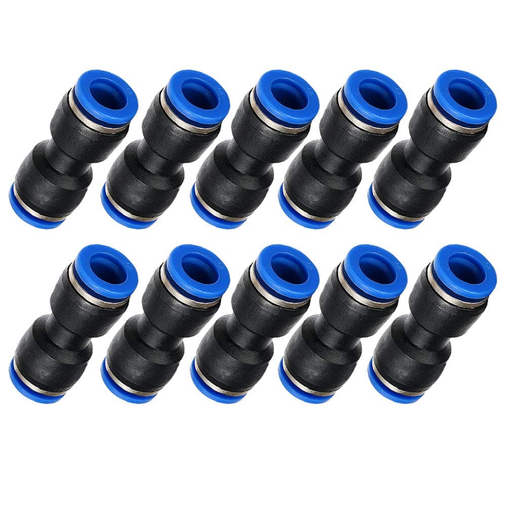 Metalwork Plastic Push to Connect Straight Union Tube Fitting, 4mm OD x 4mm OD, Straight Pneumatic Connector (Pack of 10)
