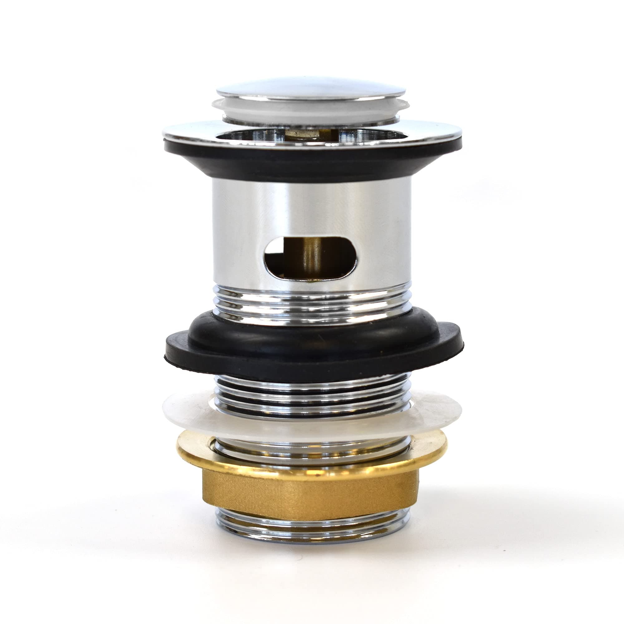 C CCWASTE Quality Slotted Chrome Click Clack Pop Up Waste Brass Sink Basin Plug-FBA, Silver