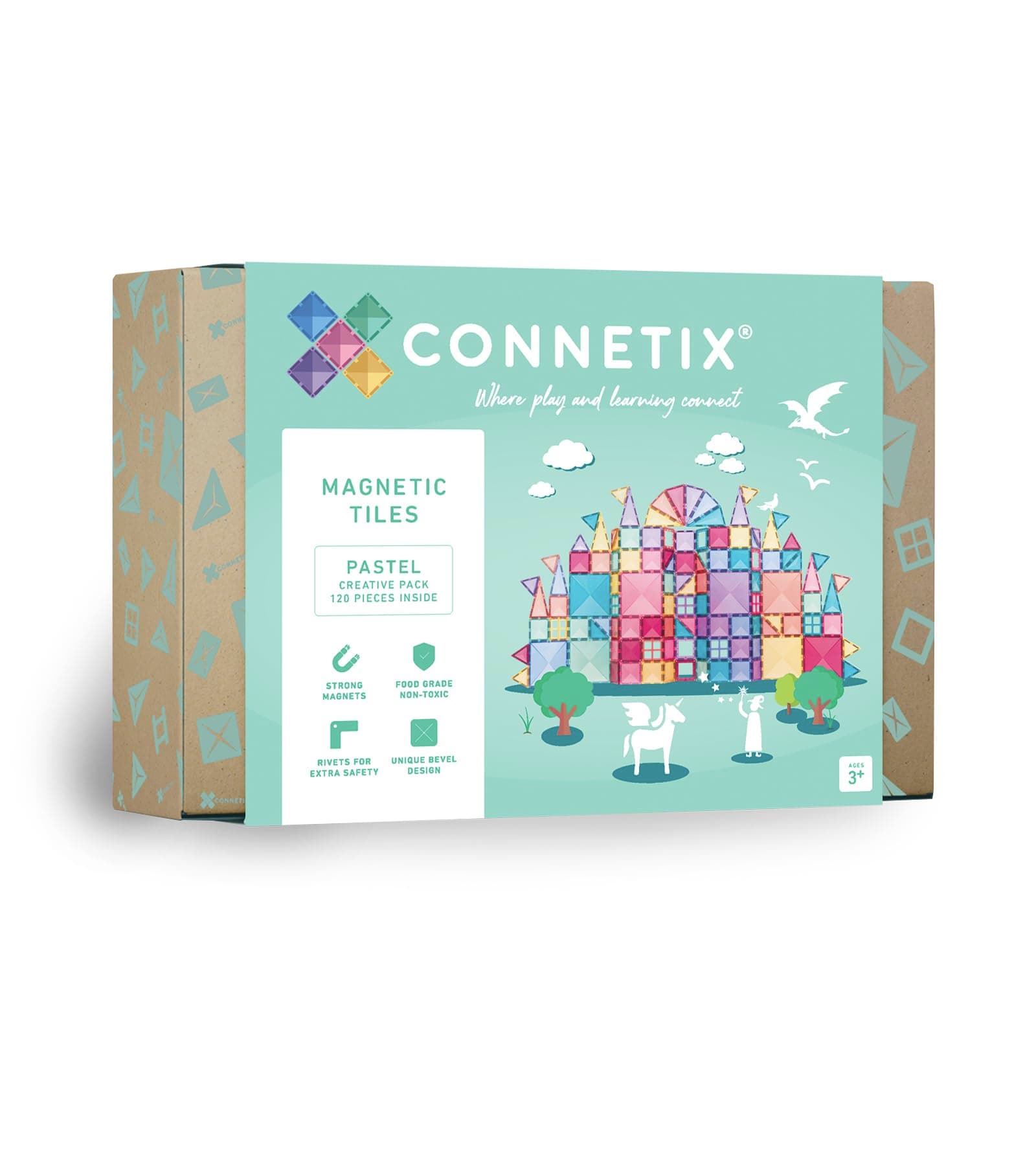 CONNETIX Magnetic Tiles Pastel Creative Pack, 120 Pieces