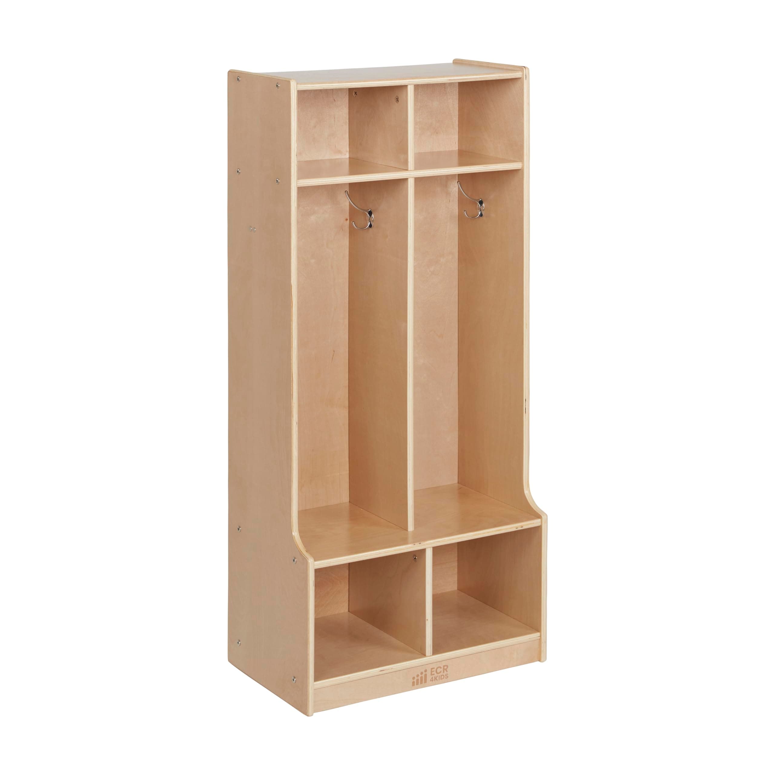 2-Section Coat Locker with Bench, Natural
