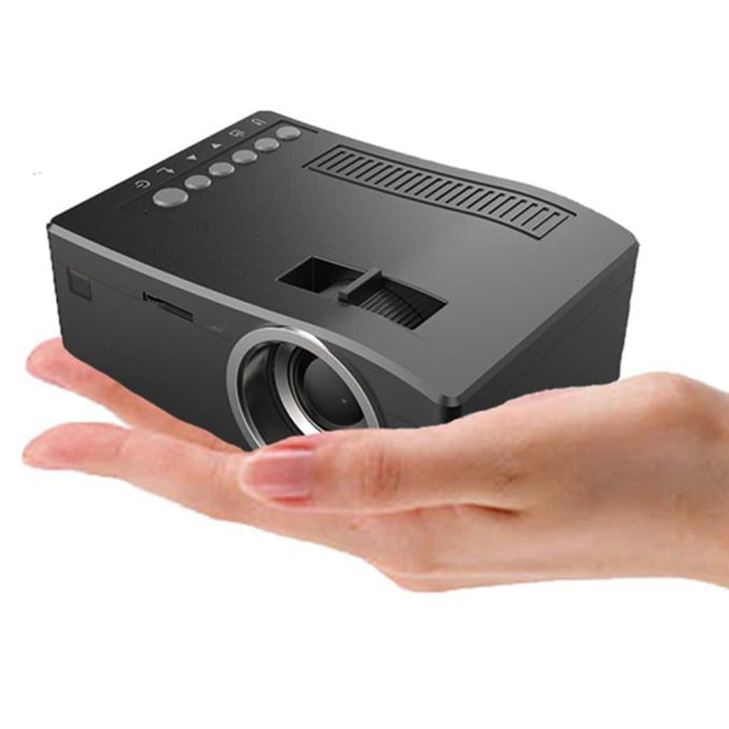 UNIC UC18 Mini Portable Video Projector Full HD 1080P LCD LED Home Theater Cinema Mini Portable Video Projector Support USB TV VGA SD AV Multi Language?Watch for Gift(Black)