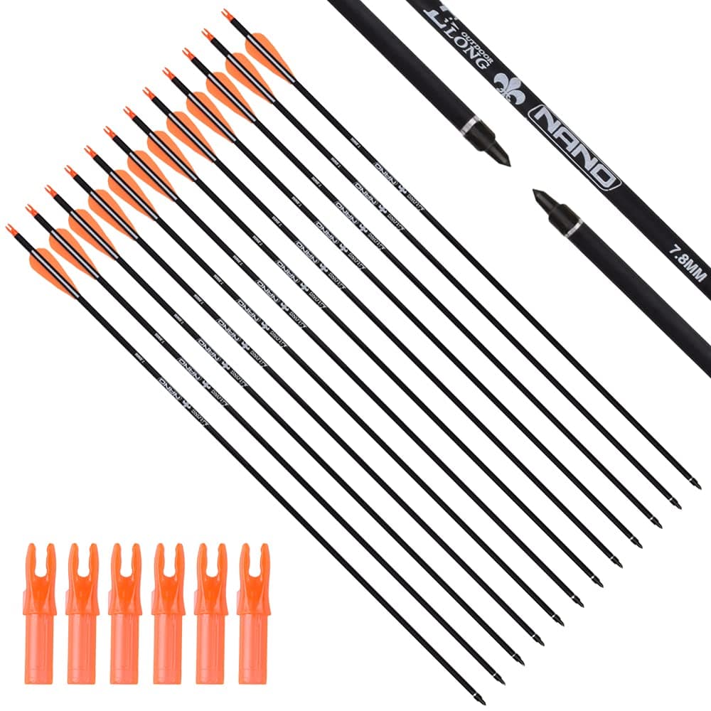 Carbon Arrow Practice Hunting Arrows with Removable Tips for Archery Compound & Recurve & Traditional Bow (Pack of 12)