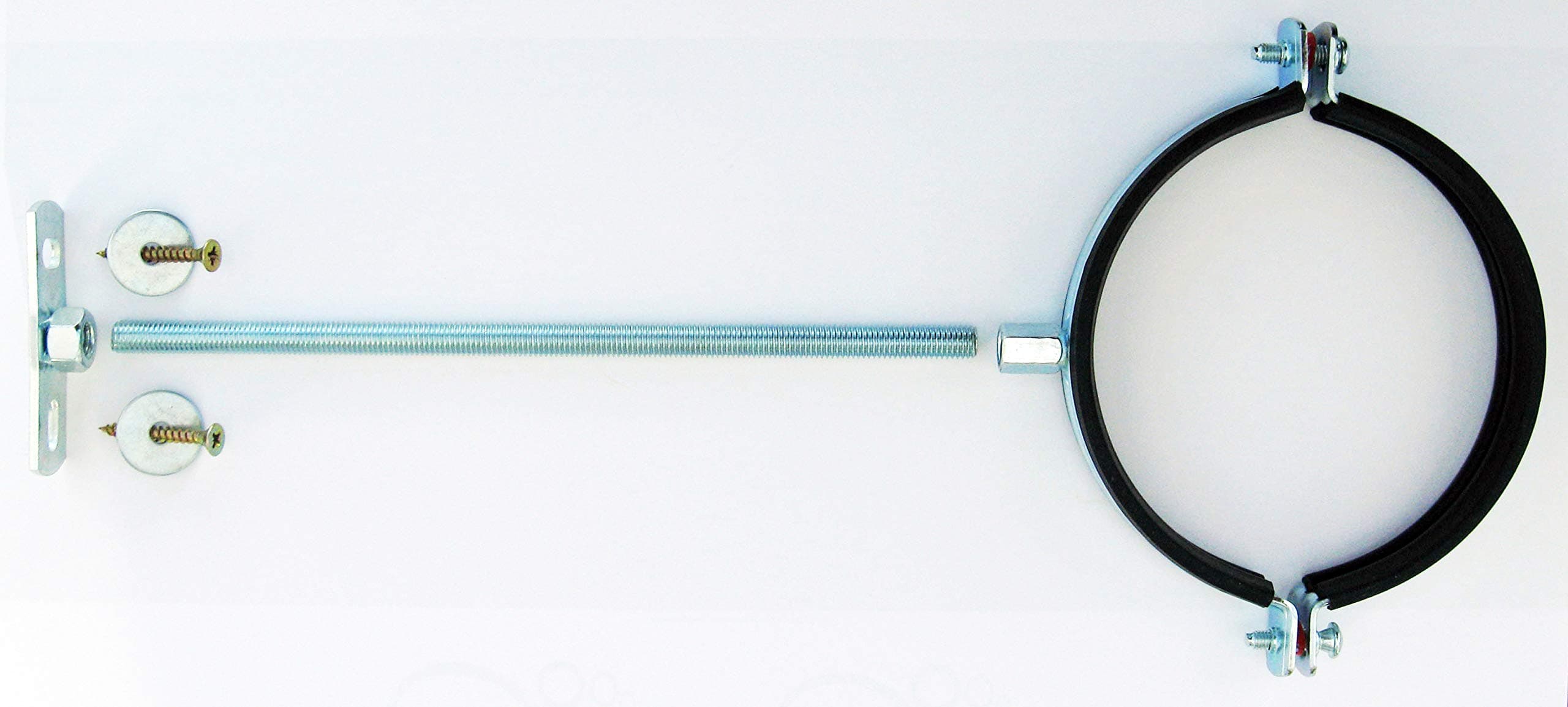 A 125mm (5 inch) Pipe or Boiler Flue Bracket Kit with Choice of Pre-Cut Threaded Rod (25cm Threaded Rod)