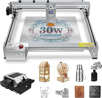 LASER TREE Laser Engraver, 30000mW(30W)Output Power Laser Engraver Machine with Air Assist Pump, High Precision Laser Cutter and Engraver for Wood & Metal Paper Acrylic Glass Leather etc,Class 4