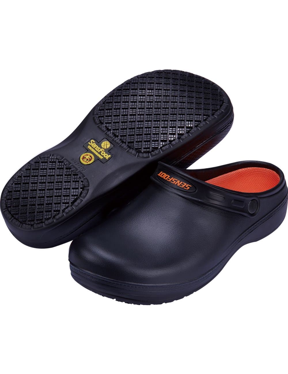 SensFoot Slip Resistant Chef Clogs Kitchen Non Slip Work Shoes (Numeric_8) Black