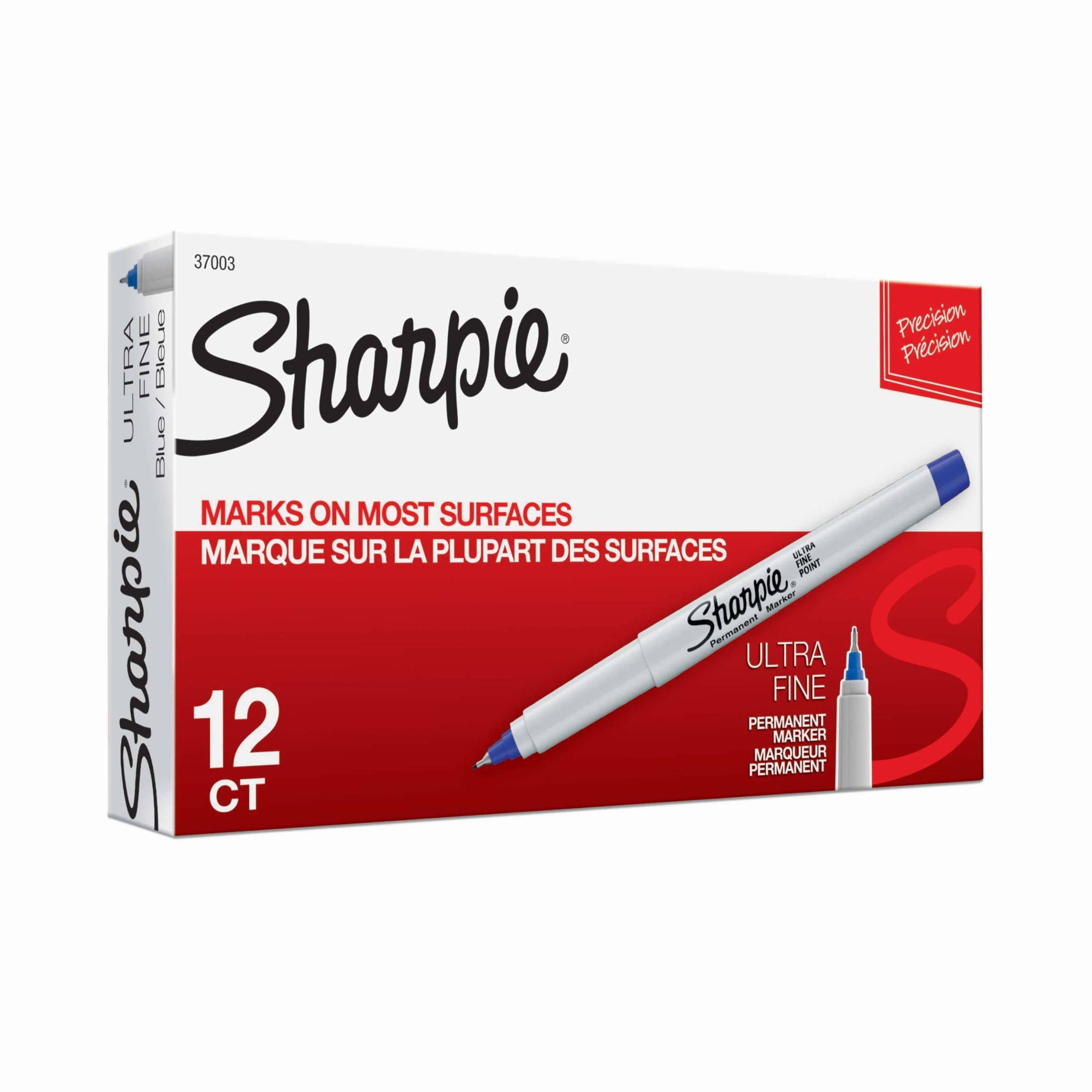 Sharpie Permanent Markers, Ultra-Fine Point, Blue, 12 Count - Home, School, Office Supplies