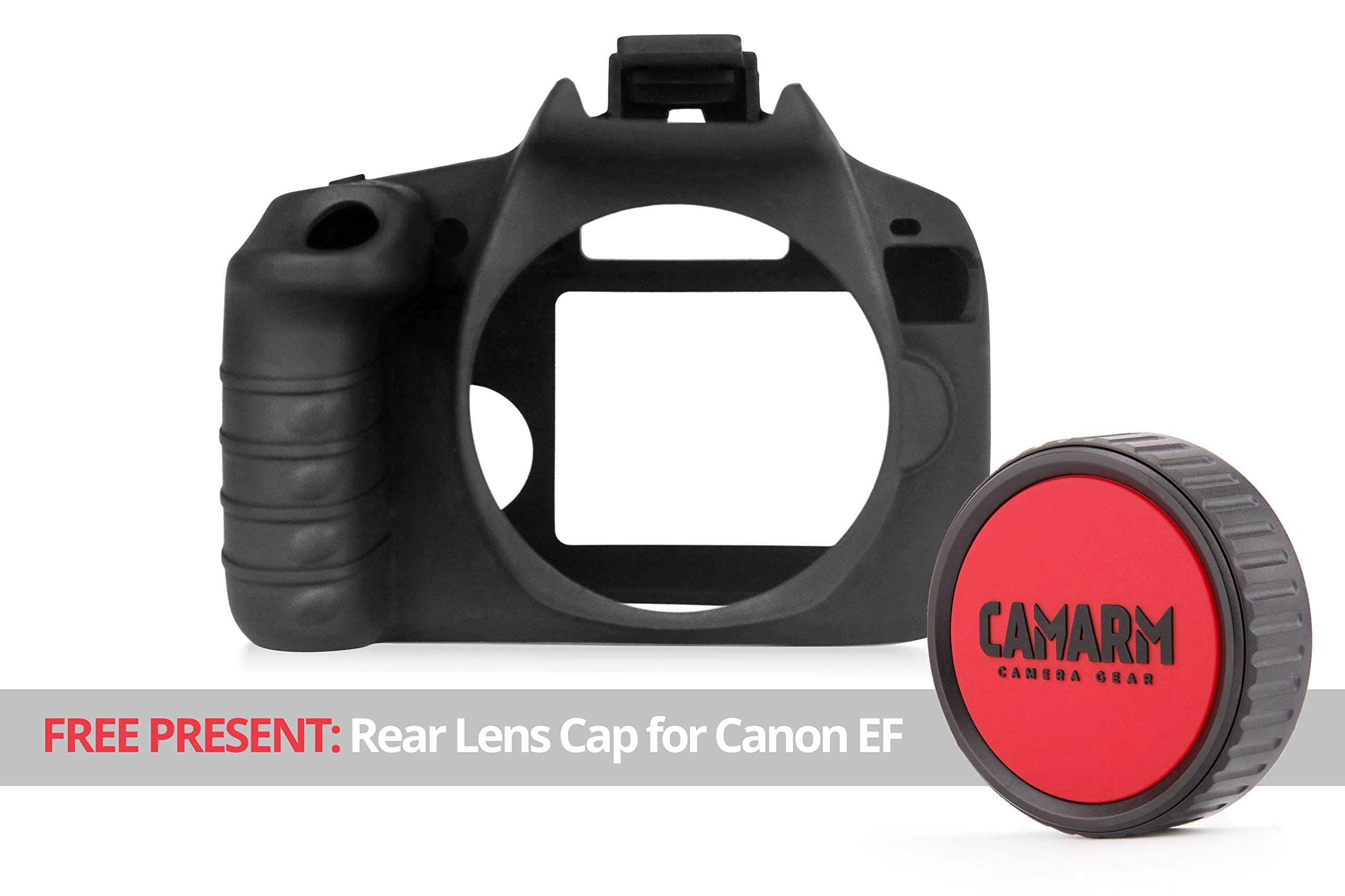 Camarm Silicone Protective Camera Body Case Cover for Canon EOS Rebel T7 (2000D) (Black)
