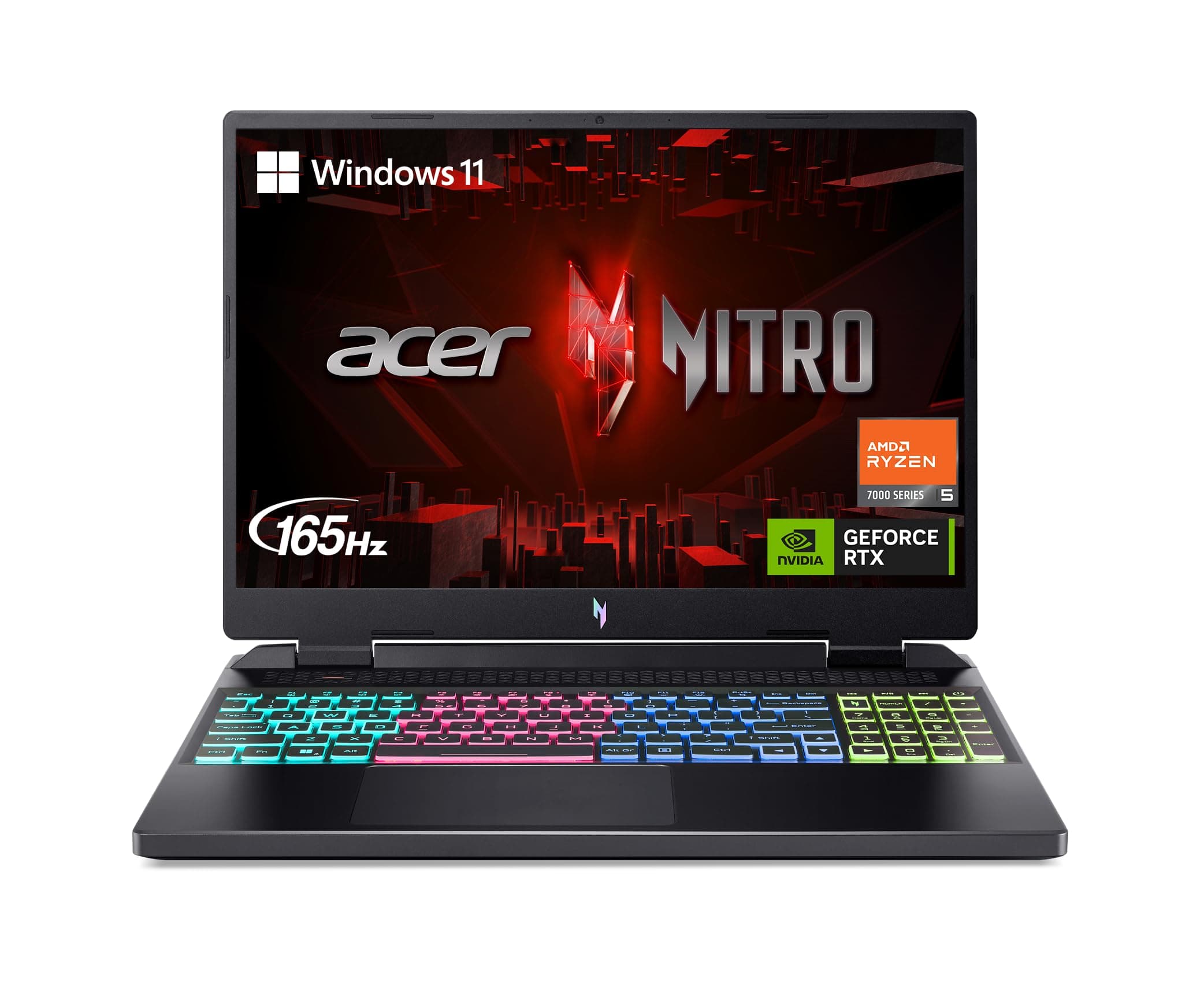 Nitro 16 Gaming Laptop | AMD Ryzen 5 7640HS Hex CPU | NVIDIA GeForce RTX 4050 Laptop GPU | 16" WUXGA 165Hz IPS Display | 8GB DDR5 | 512GB Gen 4 SSD |