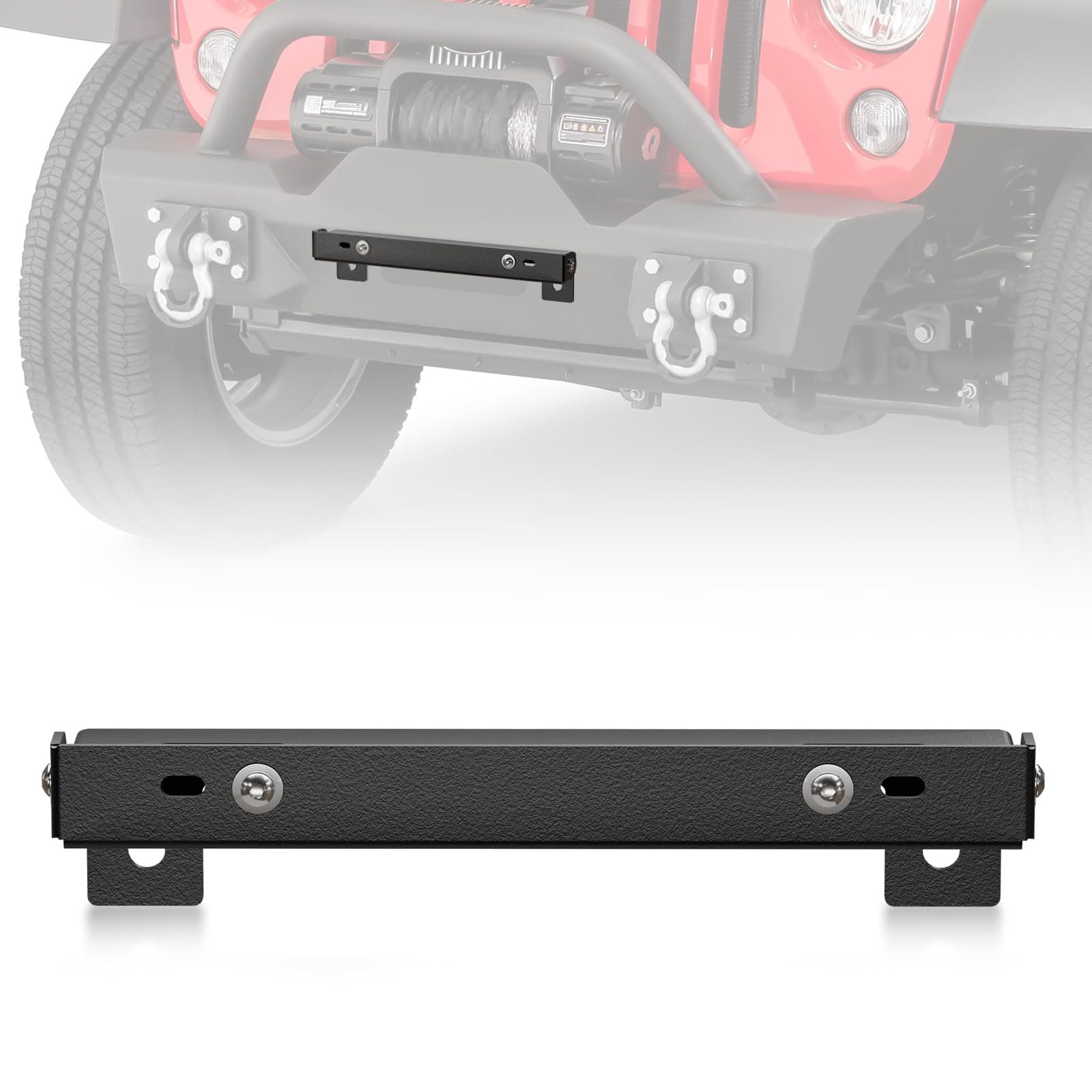 Universal Flip-Up Front License Plate Frame for 10" Hawse Fairlead Mount Compatible with Jeep Ford Dodge Chevy GMC Nissan Toyota Ram Pickup Truck & Off-Road Car, Bumper Winch Bracket Holder