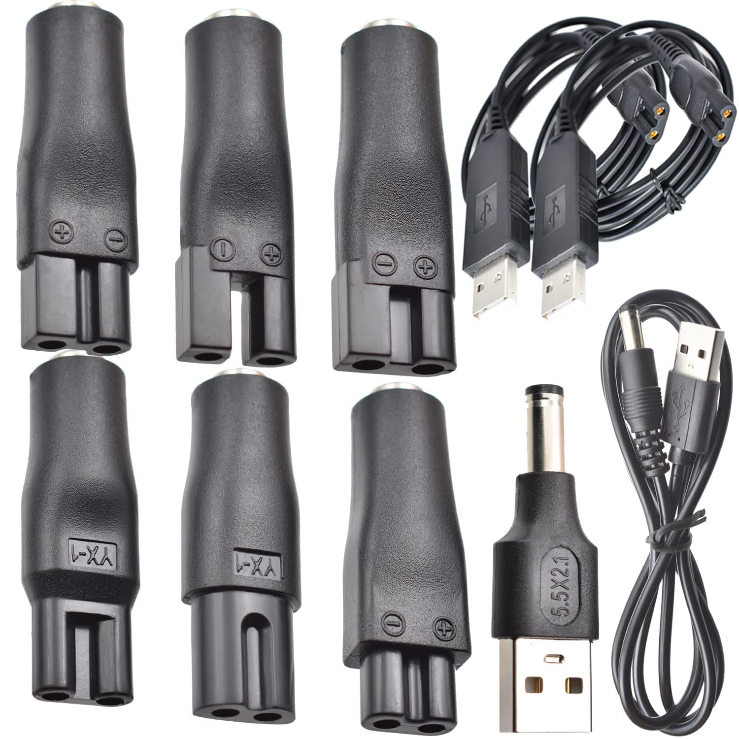 10 PCS Power Cord 5V Replacement Charger USB Adapter Suitable for All Kinds of Electric Hair Clippers, Beard Trimmers, Shavers, Beauty Instruments, Desk Lamps, Purifiers, etc. HQ8505 Cable Adapter