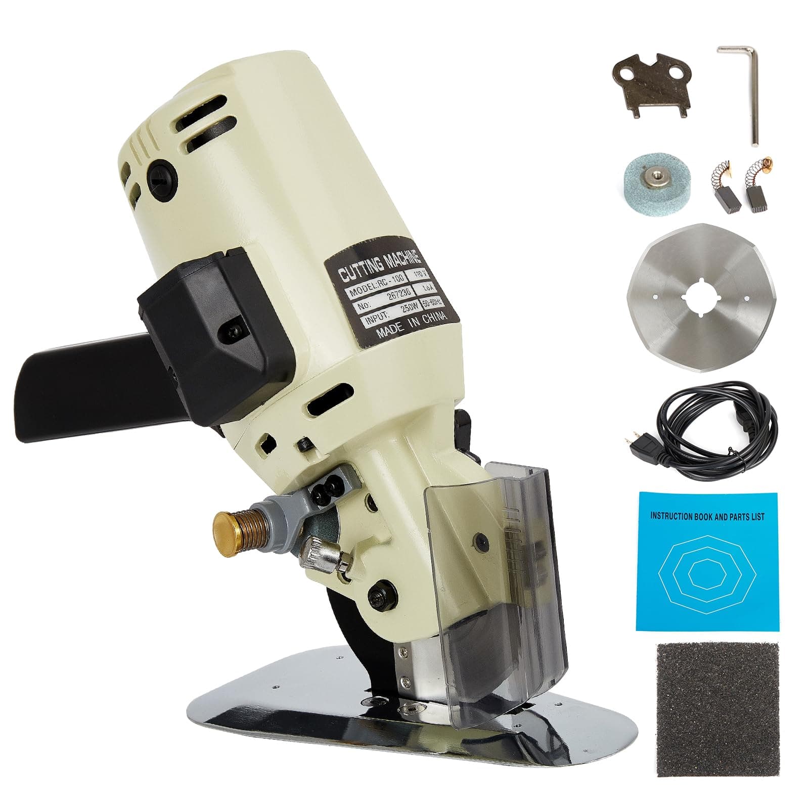 BEAMNOVA Fabric Cutter Electric, Hand Held Cloth Cutting Machine with 4 Inch Rotary Blade, Multi-Layer Fabric Slitting Tool for Clothing, Textiles, Blankets, 250W Motor, Auto Sharpening