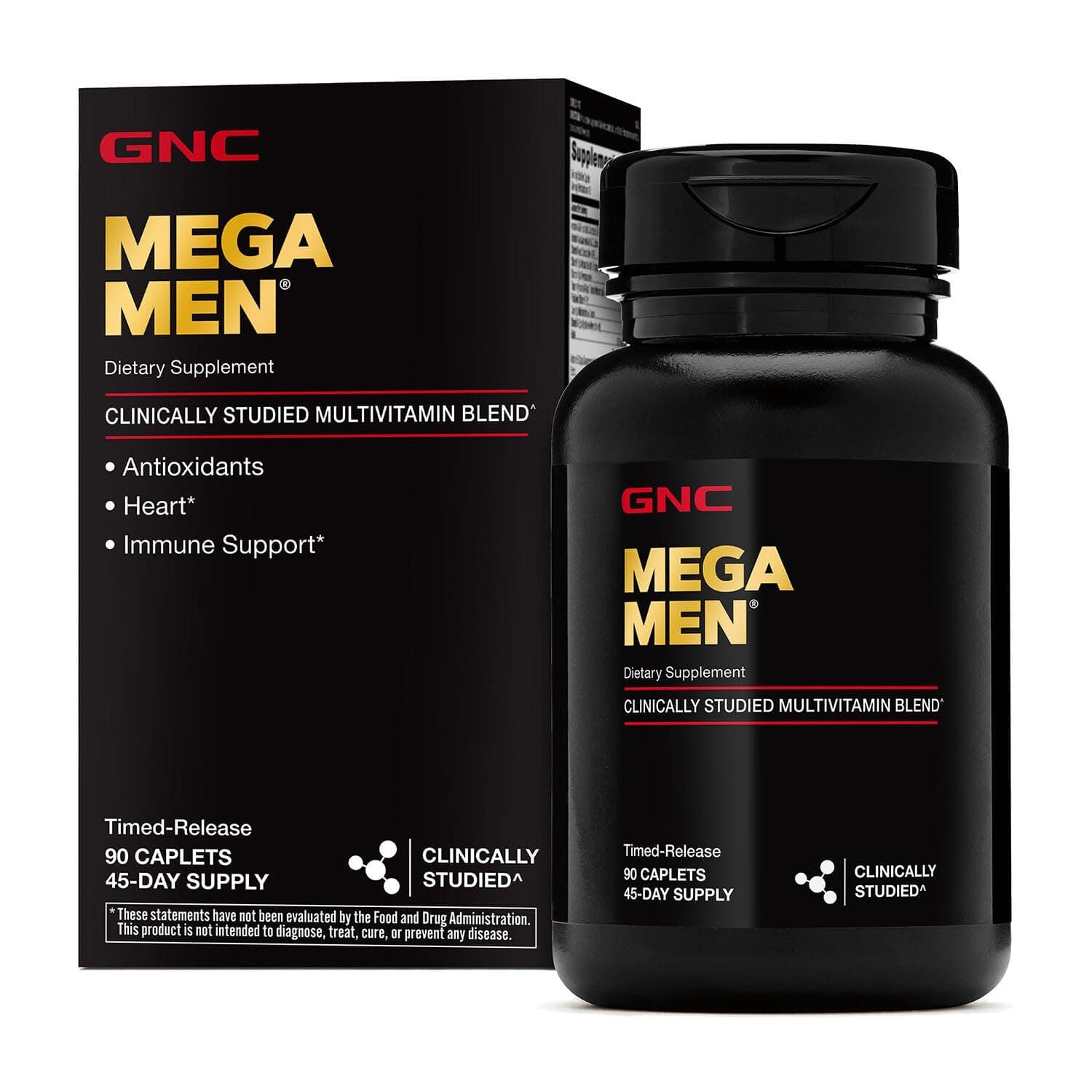 Mega Men Multivitamin Caplets, Clinically Proven to Feel Better, Immune Support, Energy Support, Antioxidants, B Vitamins, Vitamin D-3, Timed Release, 90 Count, 45 Day Supply