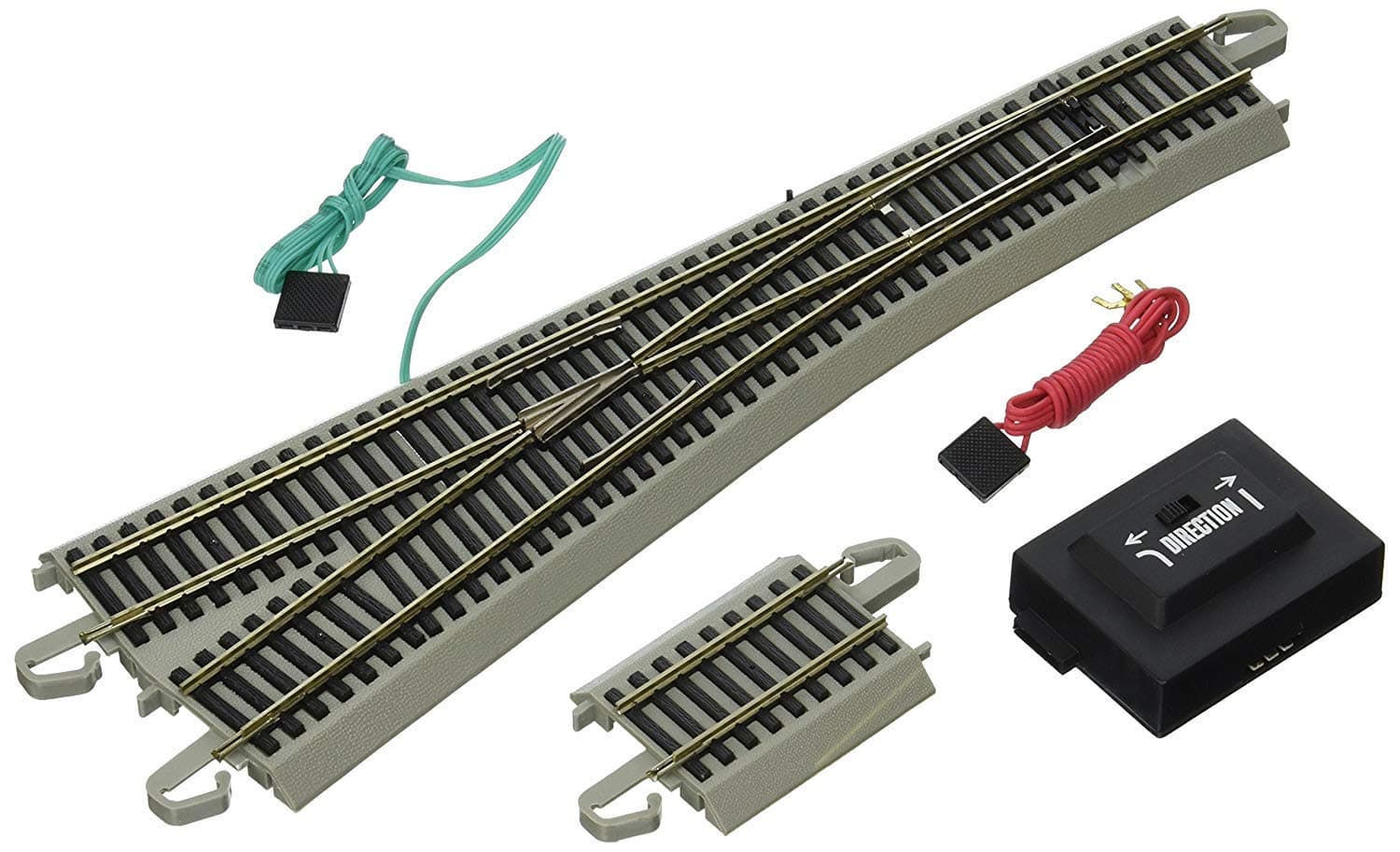 Trains - Snap-Fit E-Z TRACK #5 TURNOUT - LEFT (1/card) - NICKEL SILVER Rail With Gray Roadbed - HO Scale