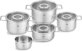 Fissler Pure Collection Stainless Steel 9 piece Set with Glass Lids