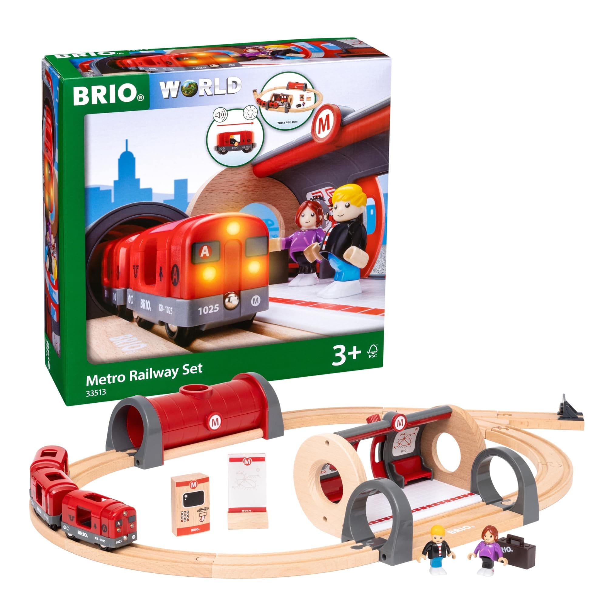 World Metro Train Set for Kids Age 3 Years Up - Wooden Railway Accessories and Add Ons - Gifts for Boys and Girls
