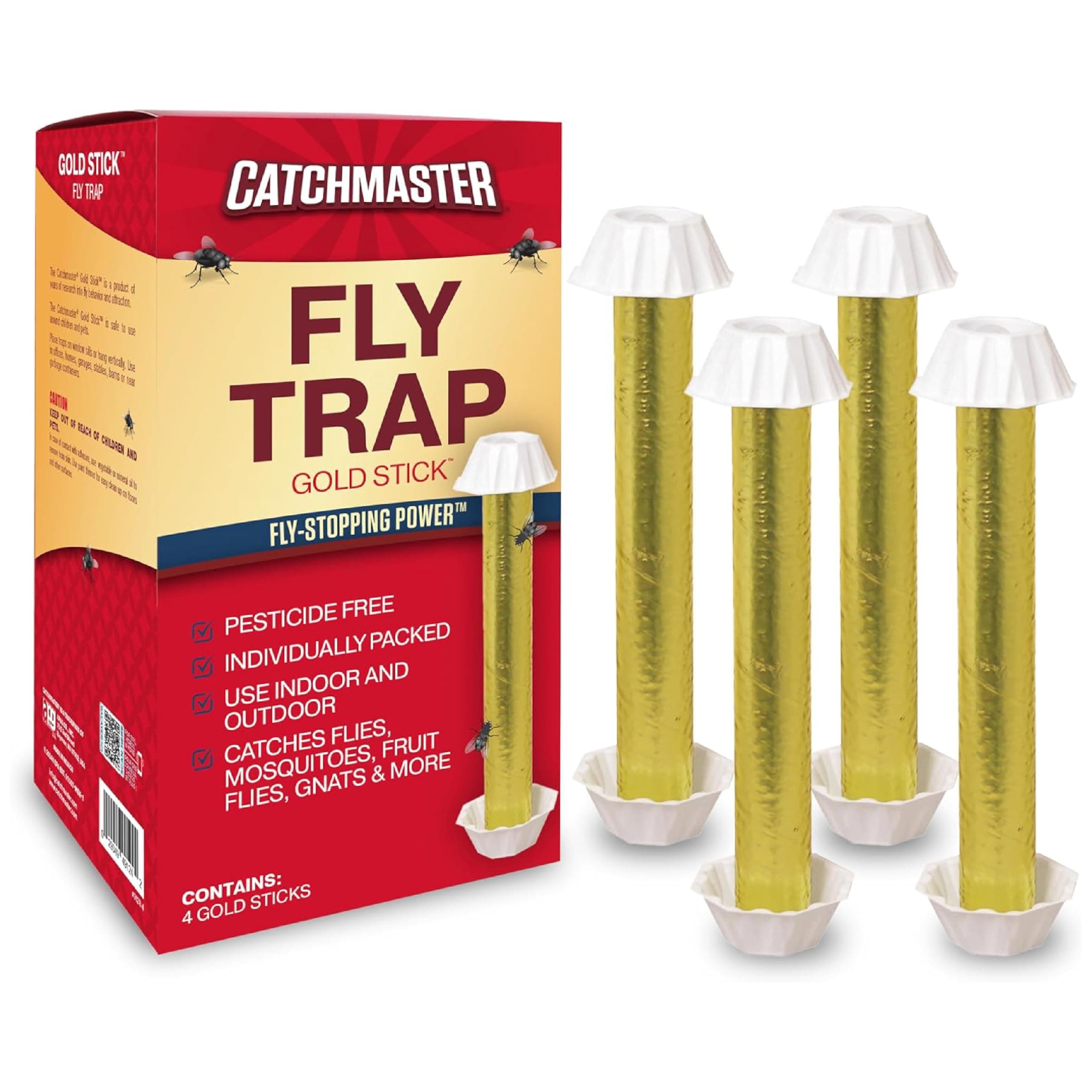 - Gold Stick Fly Trap 4-Pk, Bug & Fruit Fly Traps for Indoors & Outdoors, Premium Adhesive Mosquito, Gnat, & Bug Catcher, Insect Killer, Bulk Pest Control for Home