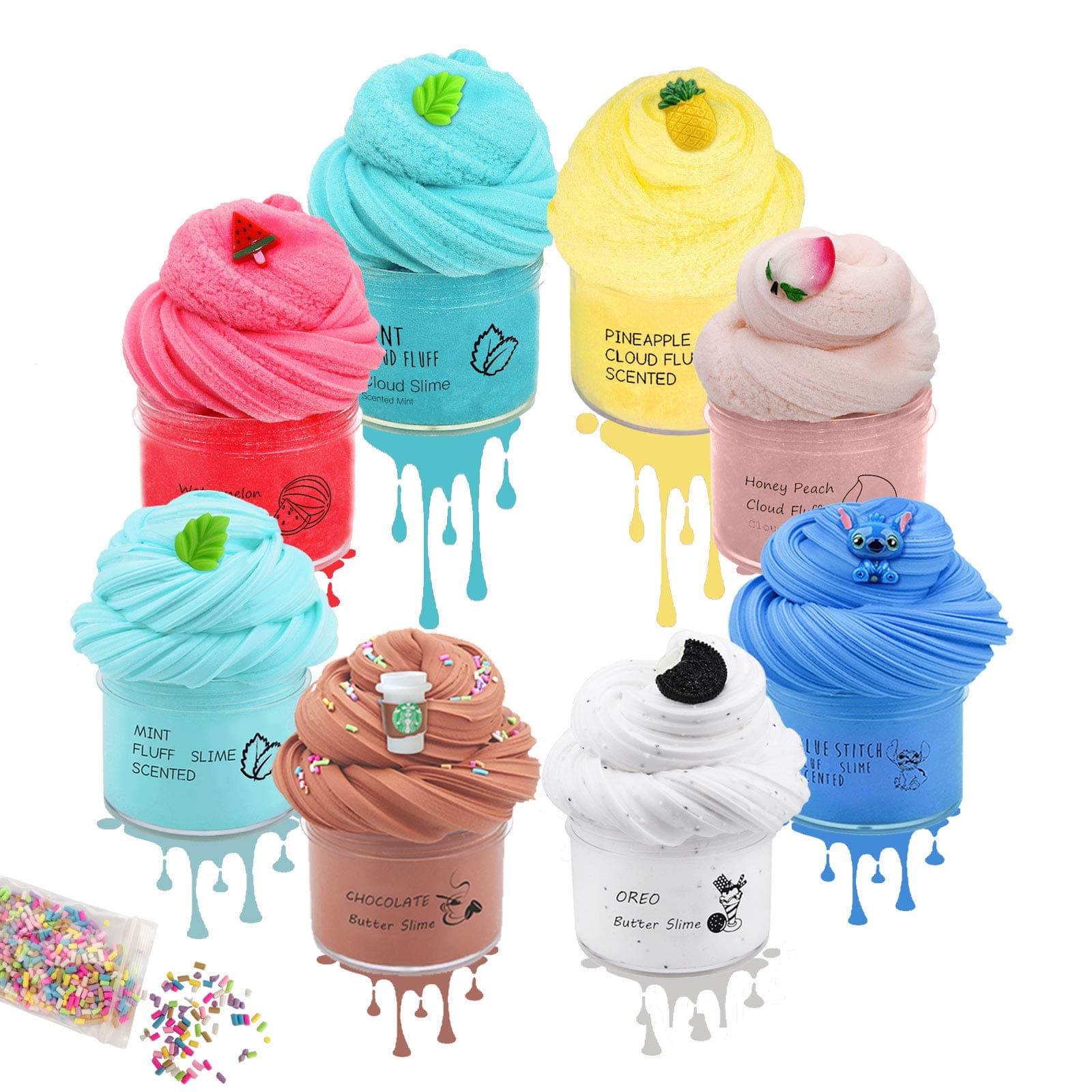 Dorothyworld New 8 Pack Scent Slime Including 4Pack Cloud Slime and 4 Pack Butter Slime, Seperate Color Packing, Super Soft Toy Slime for Boys and Girls