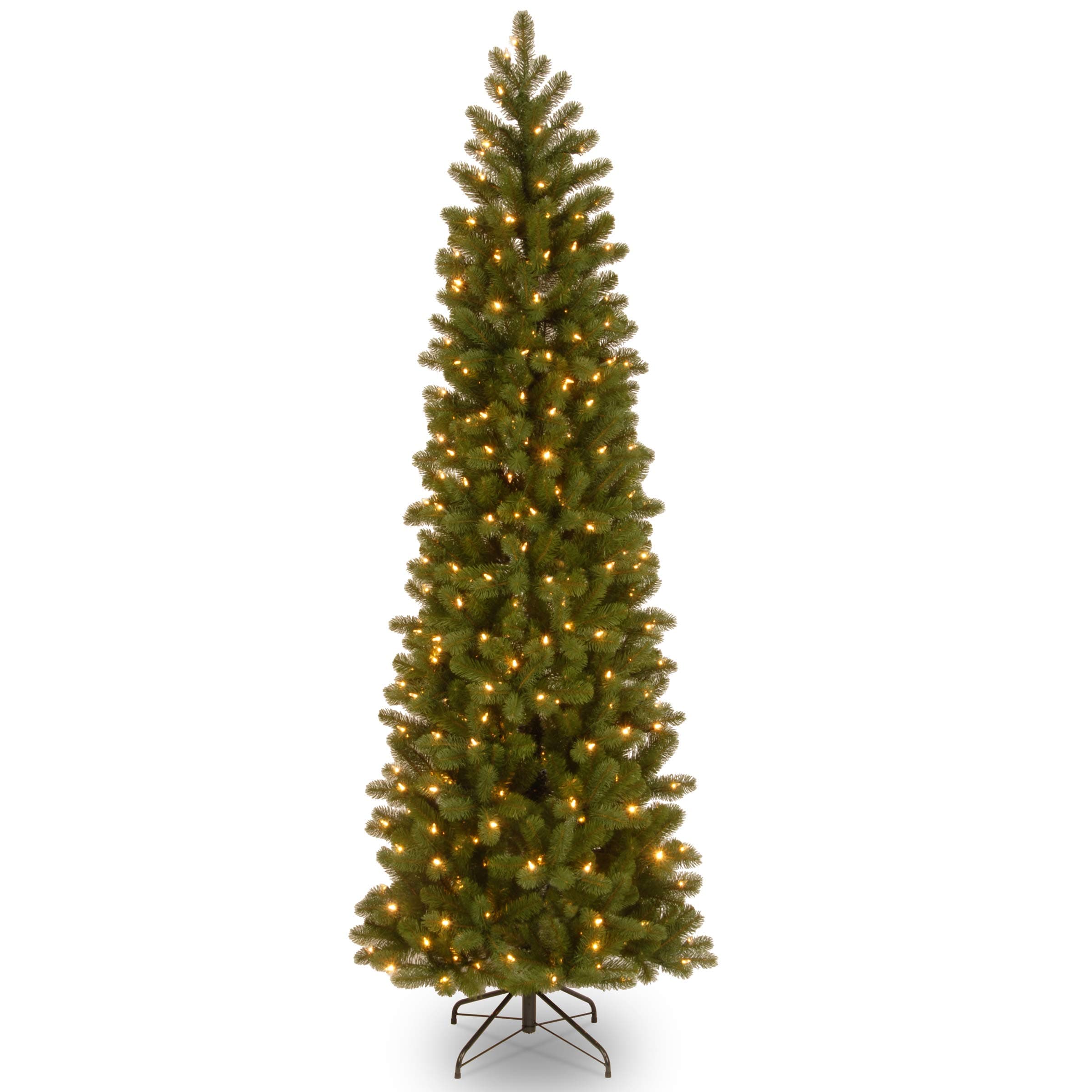 National Tree Company 7.5 ft Pre-Lit Downswept Douglas Fir Slim Artificial Christmas Tree, 350 Clear Lights, 796 Tips, Includes Stand, Green