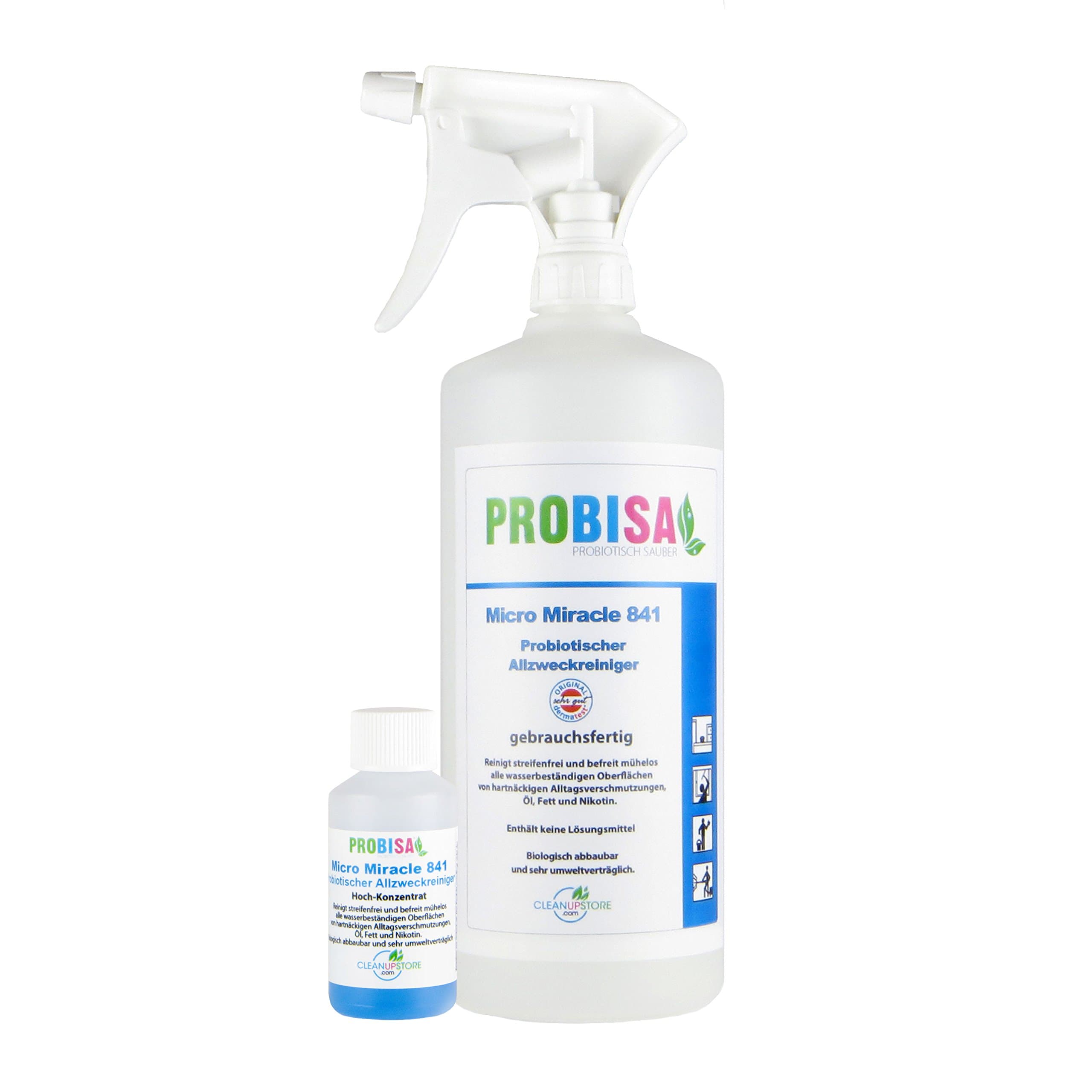 Premium Micro Miracle 841 - Organic All-Purpose Cleaner By Probisa - Probiotic Sanitary Household Cleaning Spray - Professional Strength - Dermatologically Tested – 1-2L Equivalent Concentrate