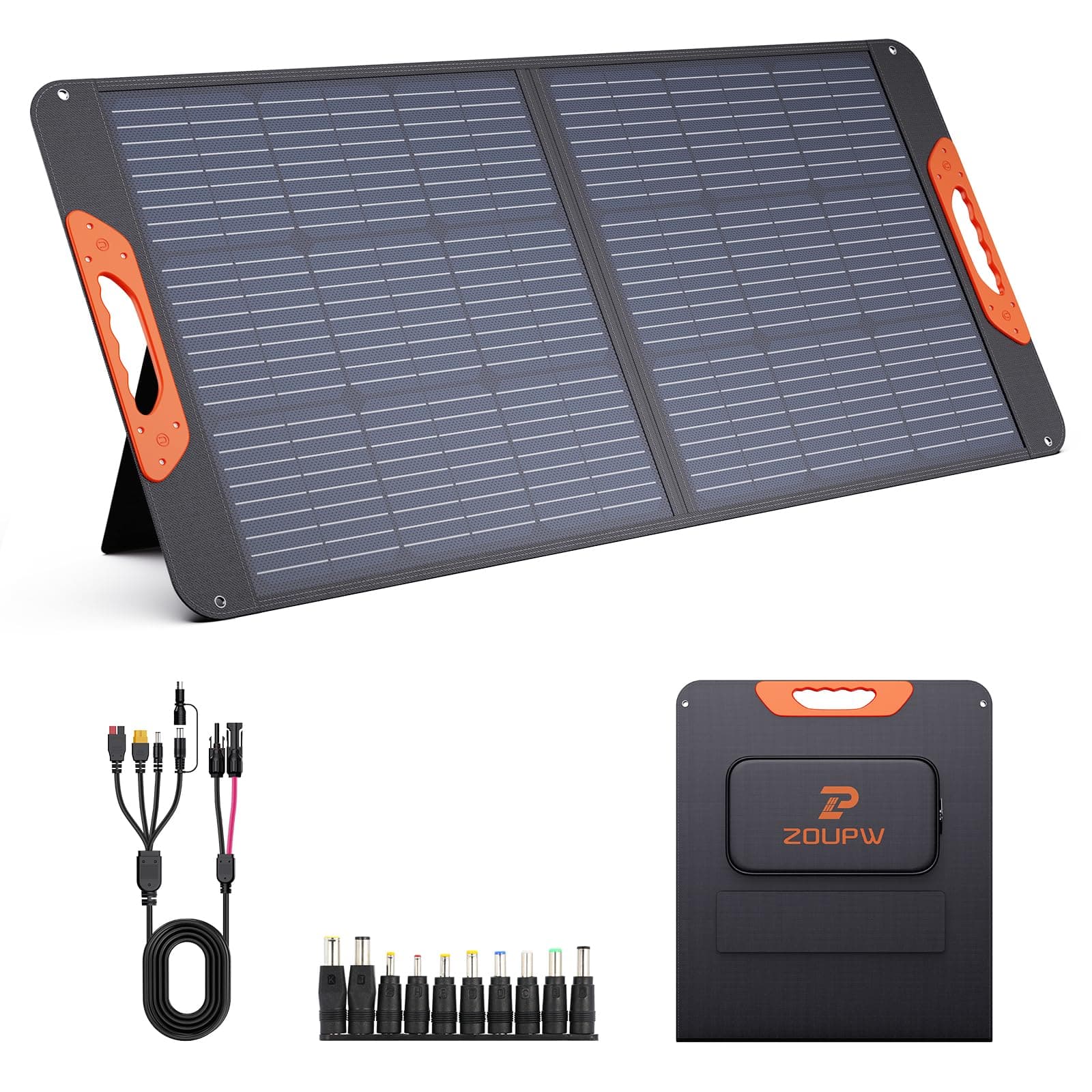 100W Portable Solar Panel,Camping Essentials, 20V ETFE Foldable Solar Charger for Power Station,QC3.0 USB-A &Type-C Output,23.5% High Efficiency IP67 Waterproof for Camping RV Hurricane