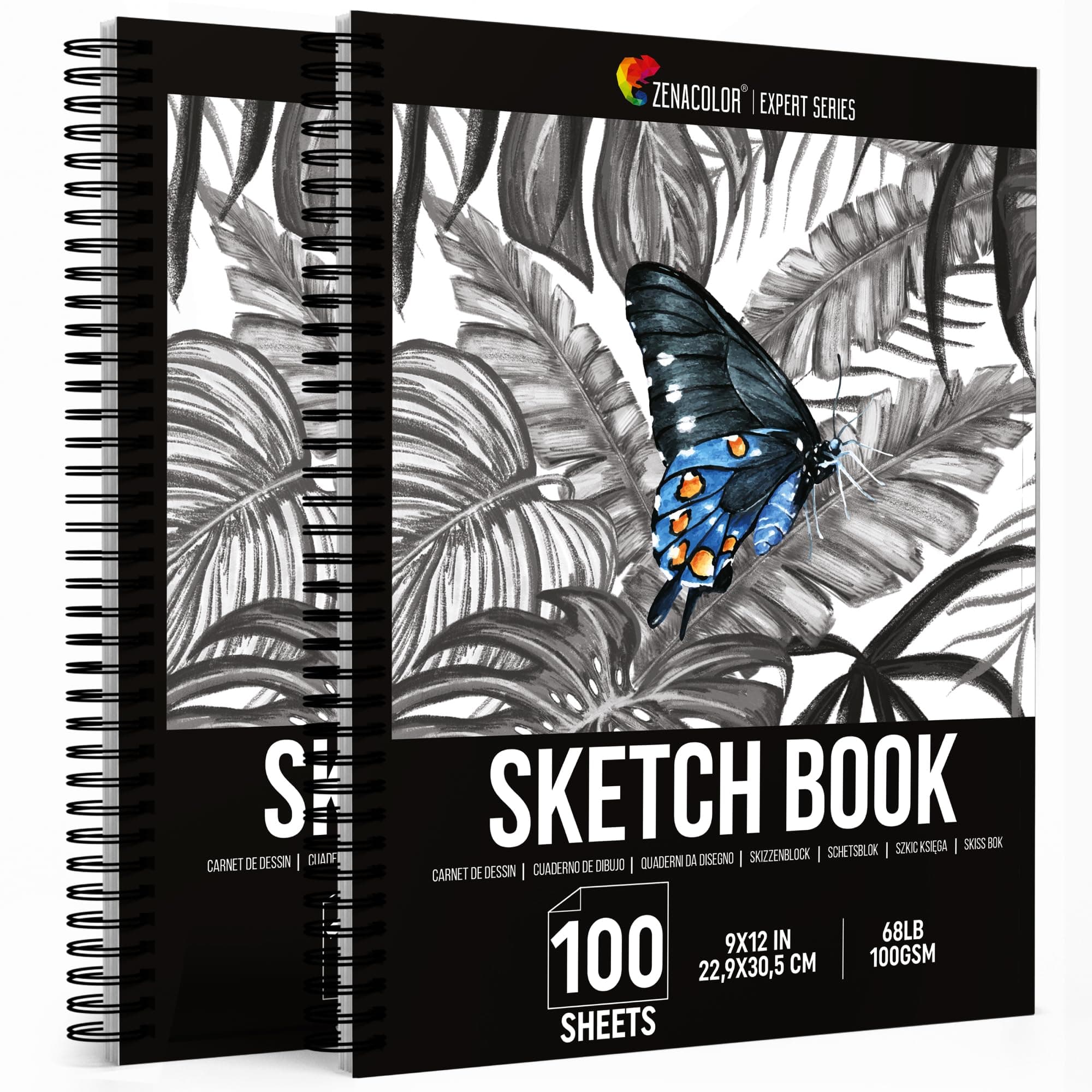 200 Sheets, Professional Sketch Book Set, 9"x12" with Spiral Bound - 2 x Sketch Pad with White Drawing Paper (100 g) - Blank Artist Sketchbook with Hardback Cover, Easy Tear Out for Drawing Pad