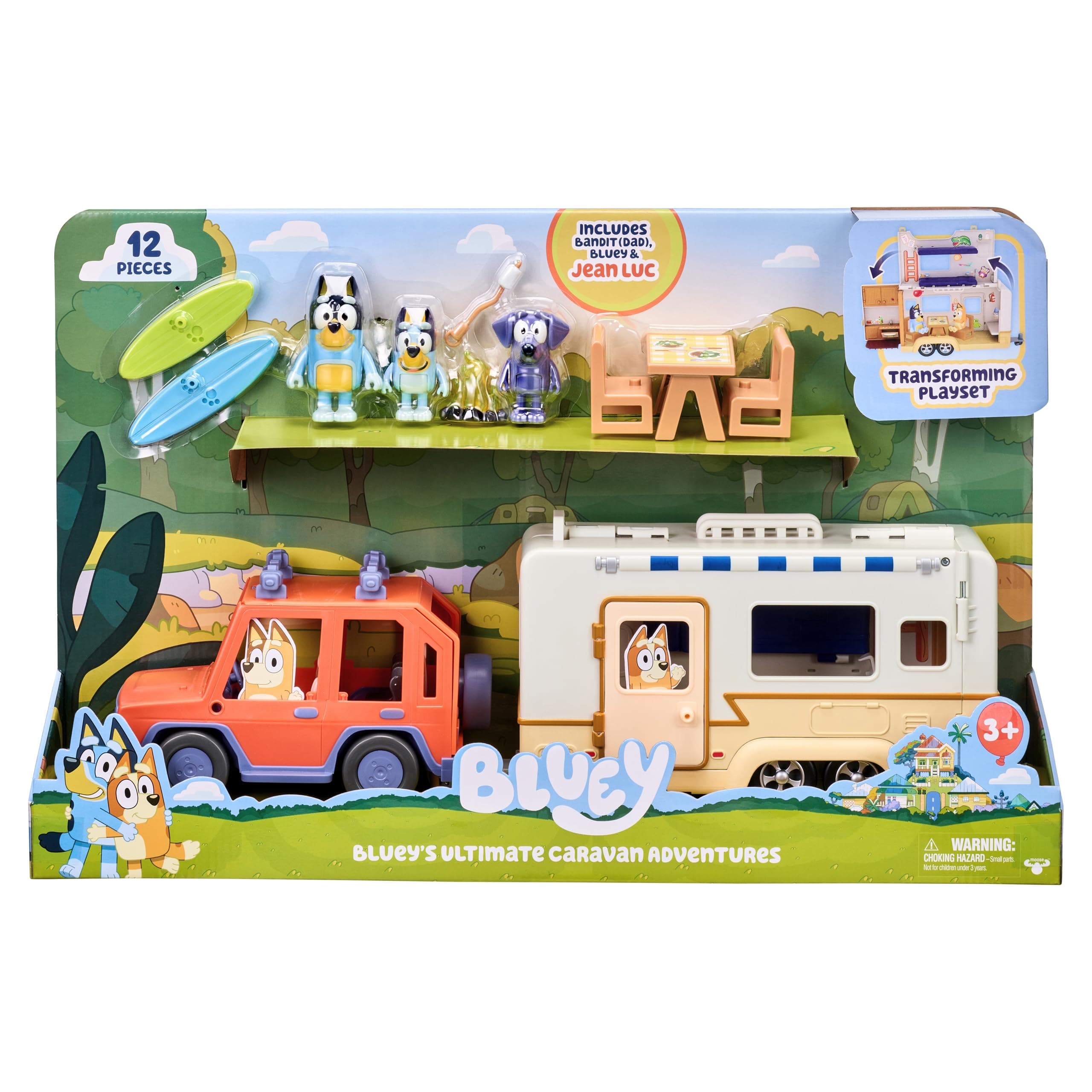 Ultimate Caravan Adventures - Caravan Playset and Three 2.5-3" Figures & 4WD Family Vehicle with 2 Surfboards, Multicolor (13096)