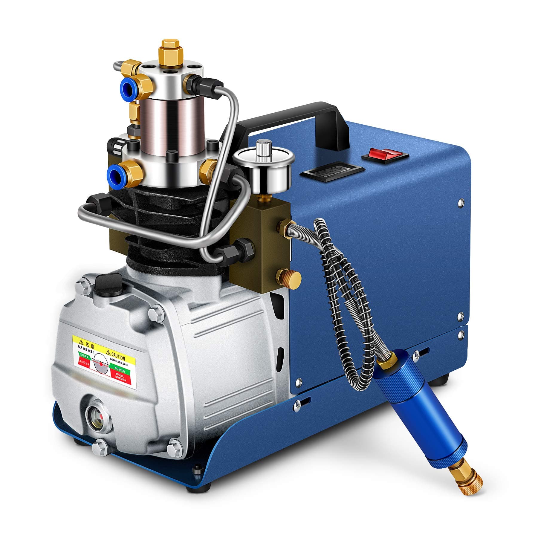 SHUOGOU High Pressure Electric Air Compressor Pump, Adjustable Auto Shut-Down 30MPA Electric Air Pump PCP 4500PSI 80L/Min for Inflation Bottle PCP Inflator Airgun Scuba Rifle, Car, Motorcycle