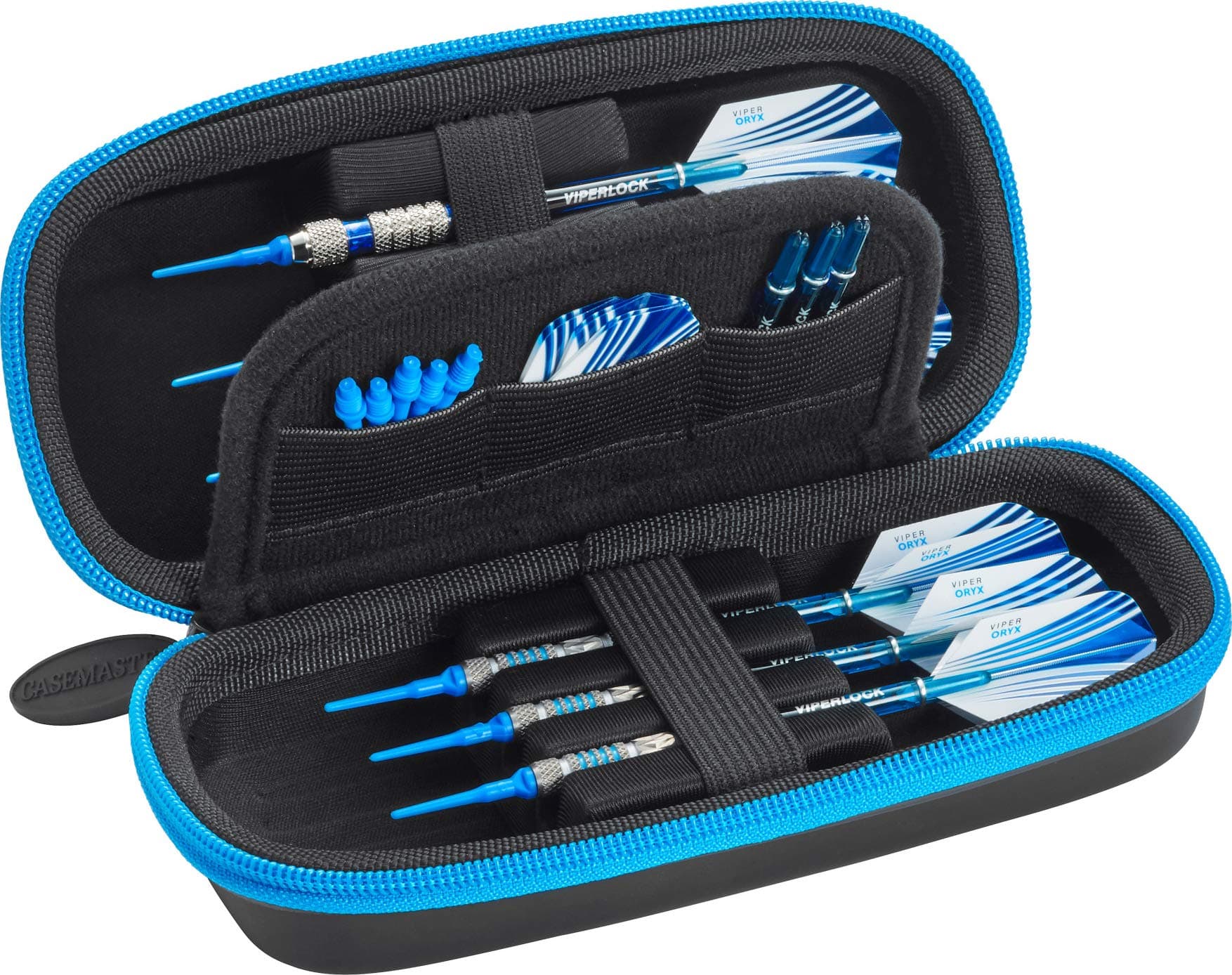 Casemaster Sentry Dart Case Slim EVA Shell for Steel and Soft Tip Darts, Hold 6 Darts and Features Built-in Storage for Flights, Tips and Shafts