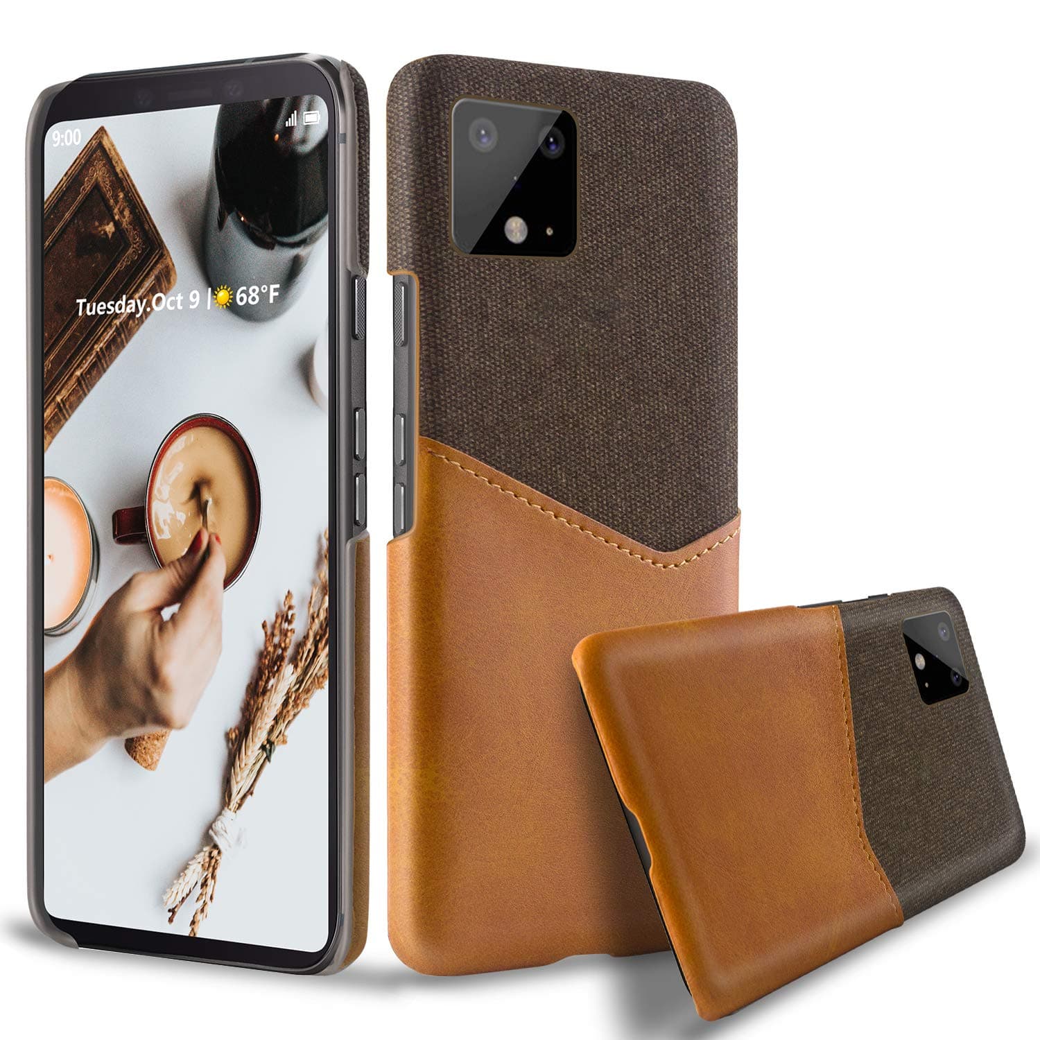 Google Pixel 4 XL Wallet Case, Slim PU Cloth Leather Back Phone Case Cover Credit Card Holder for Google Pixel 4 XL 6.5 Inch (2019) (Orange)