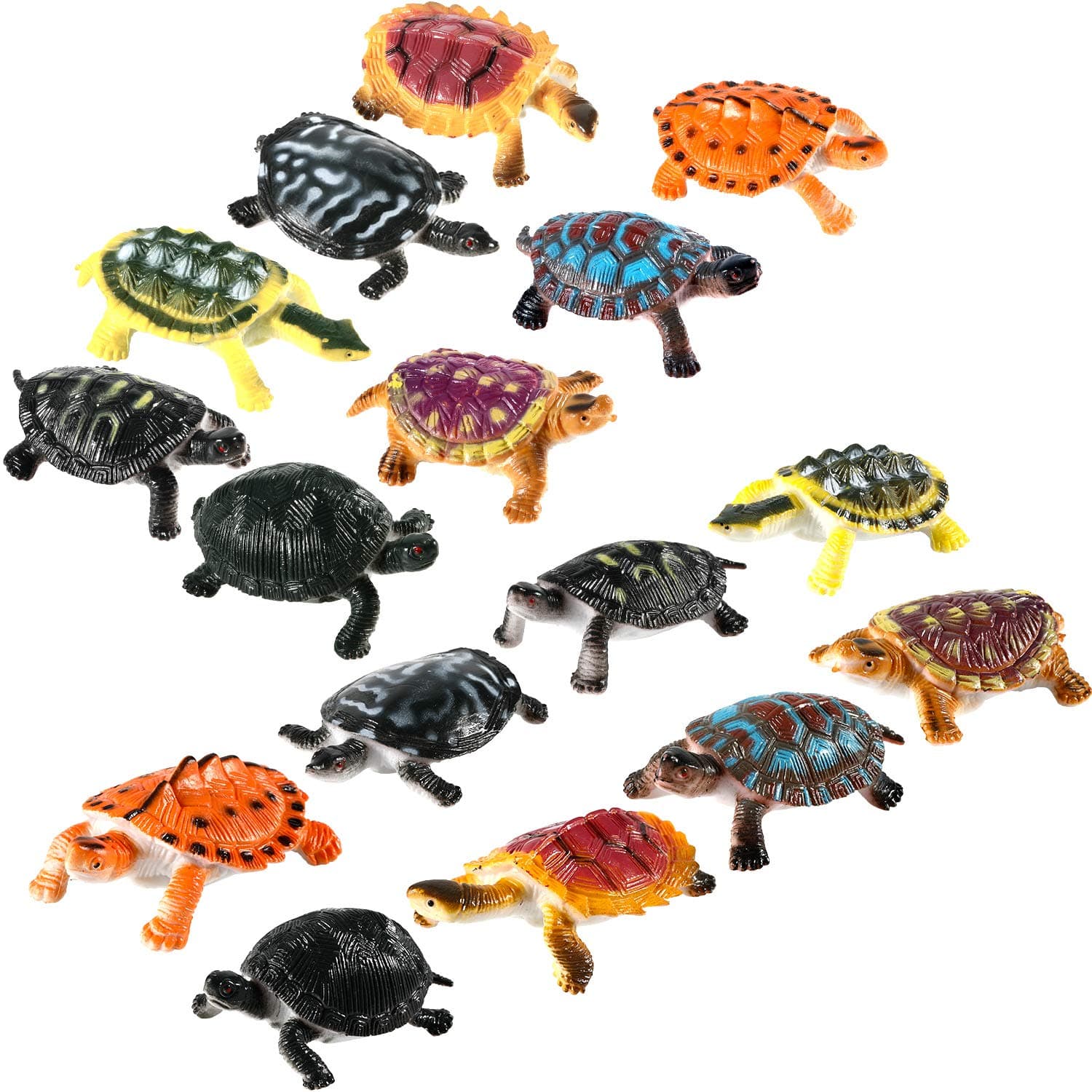 Bememo 16 Pcs Turtle Toys for Kids Small Plastic Turtles Figurines Bath Toys Gifts Realistic Mini Sea Animals Figures Educational Toy Cake Toppers for Girls Boys Birthday Party