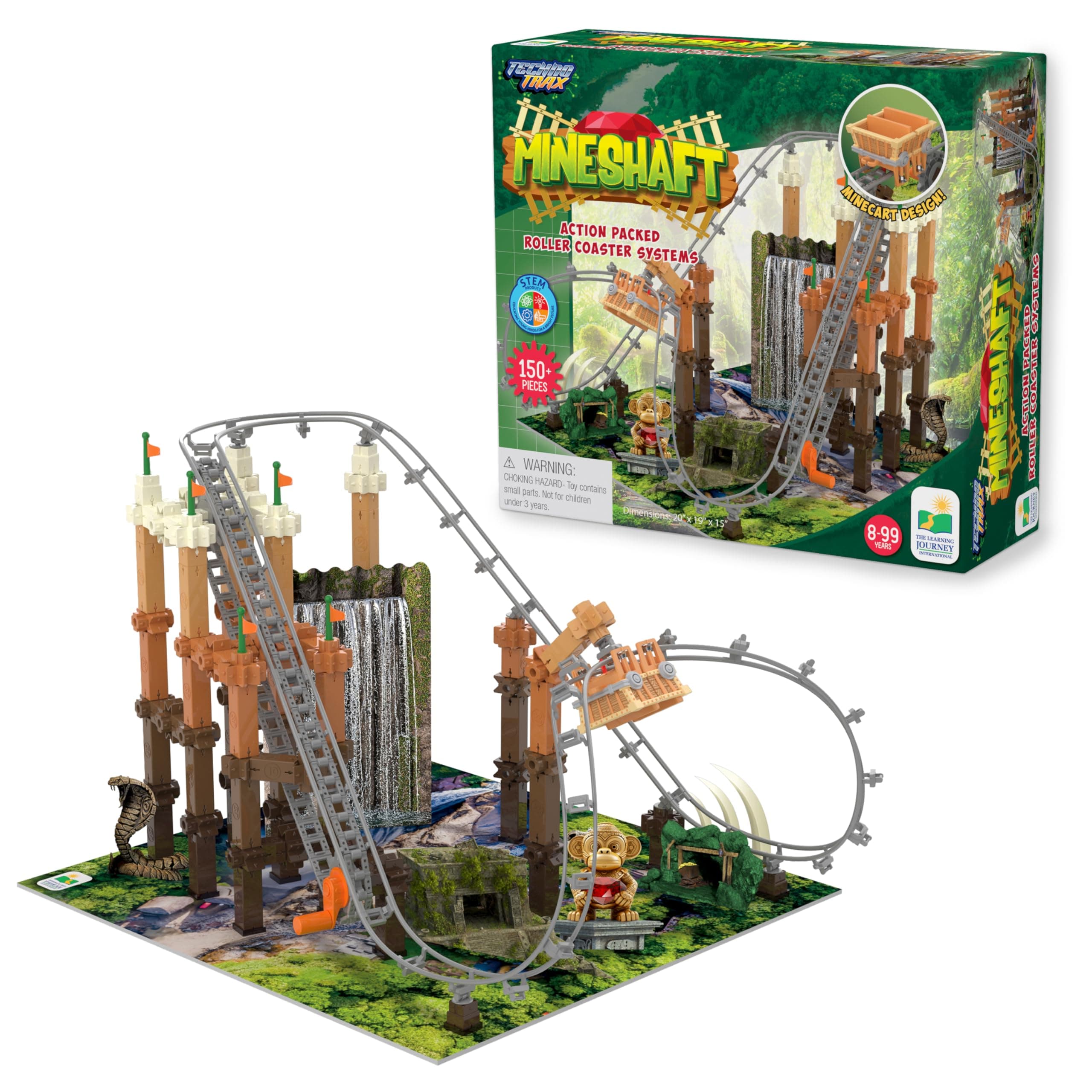 The Learning Journey International Techno Trax Mineshaft, Action Packed Roller Coaster Building Kit, STEM Gift for Boys and Girls Age 8+, 150+ pc Set