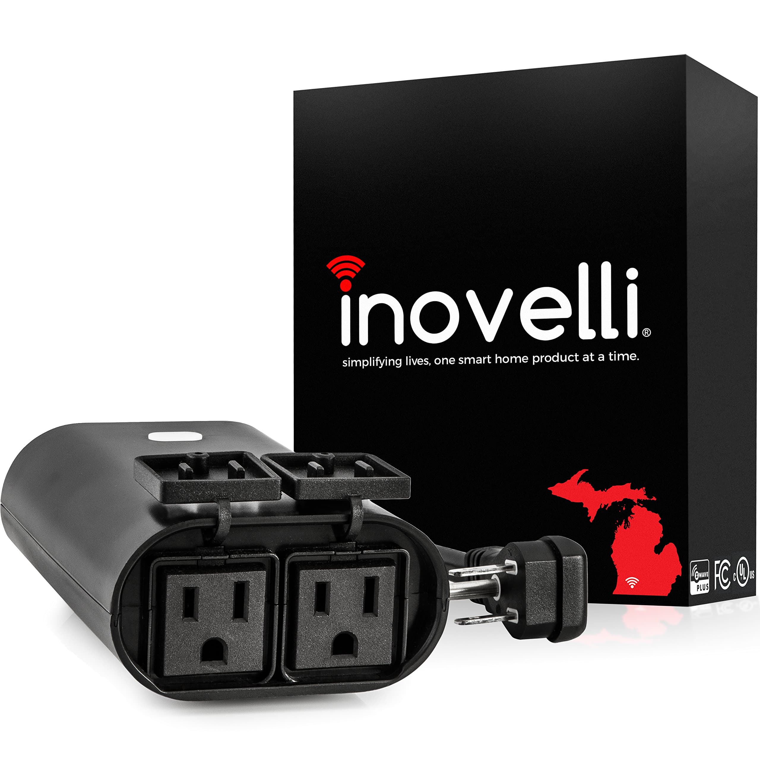 Dual Outdoor Z-Wave Plug w/Built-In Repeater | Control 2 Outlets Individually w/1 Module | Zwave Switch (Appliance & Light) w/a Z-Wave Range Extender | SmartThings, Wink Compatible | Inovelli