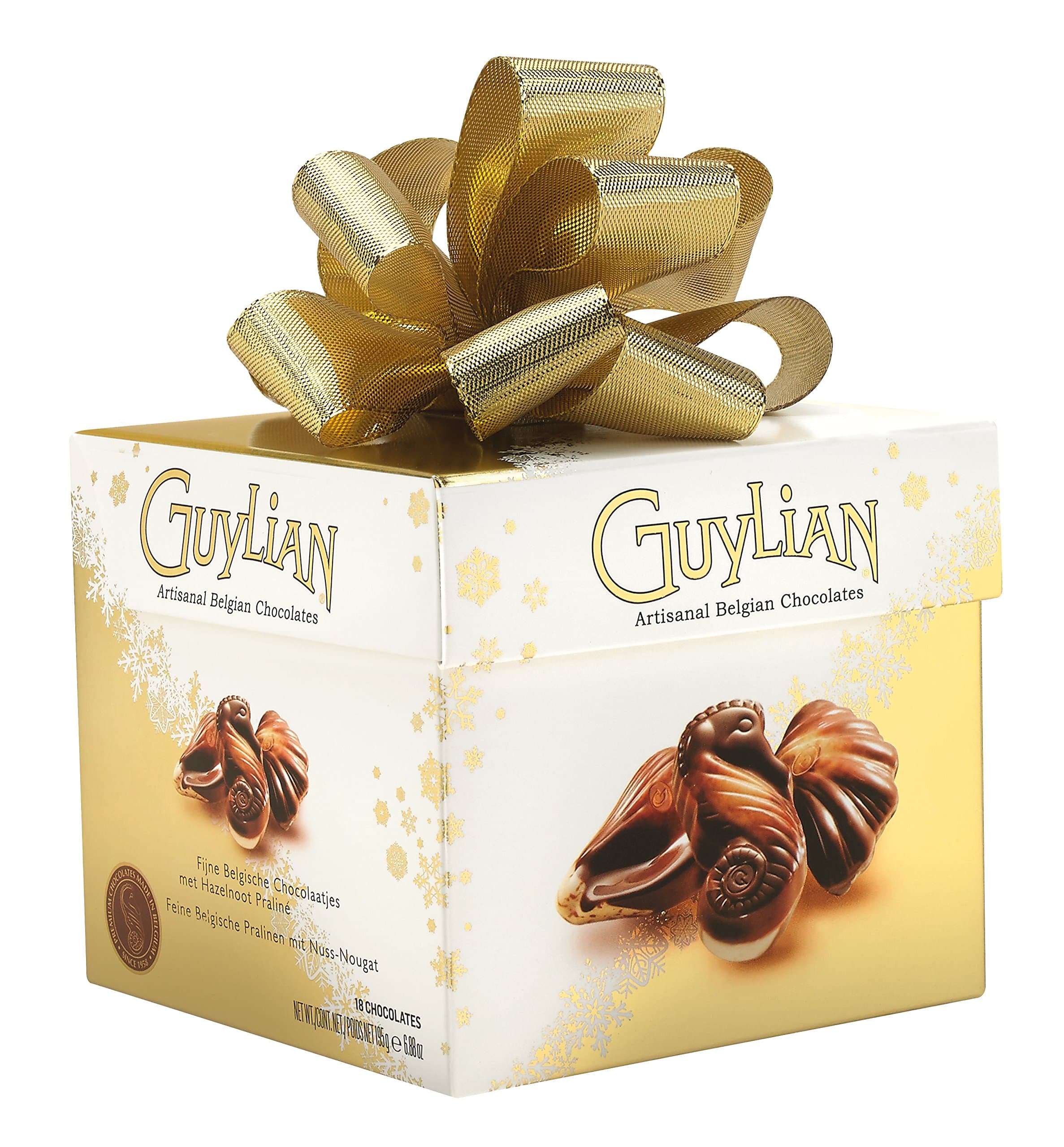 Guylian Belgium Chocolates Seashell Luxe Cube with Bow, 6.9 Ounce (Pack of 6)