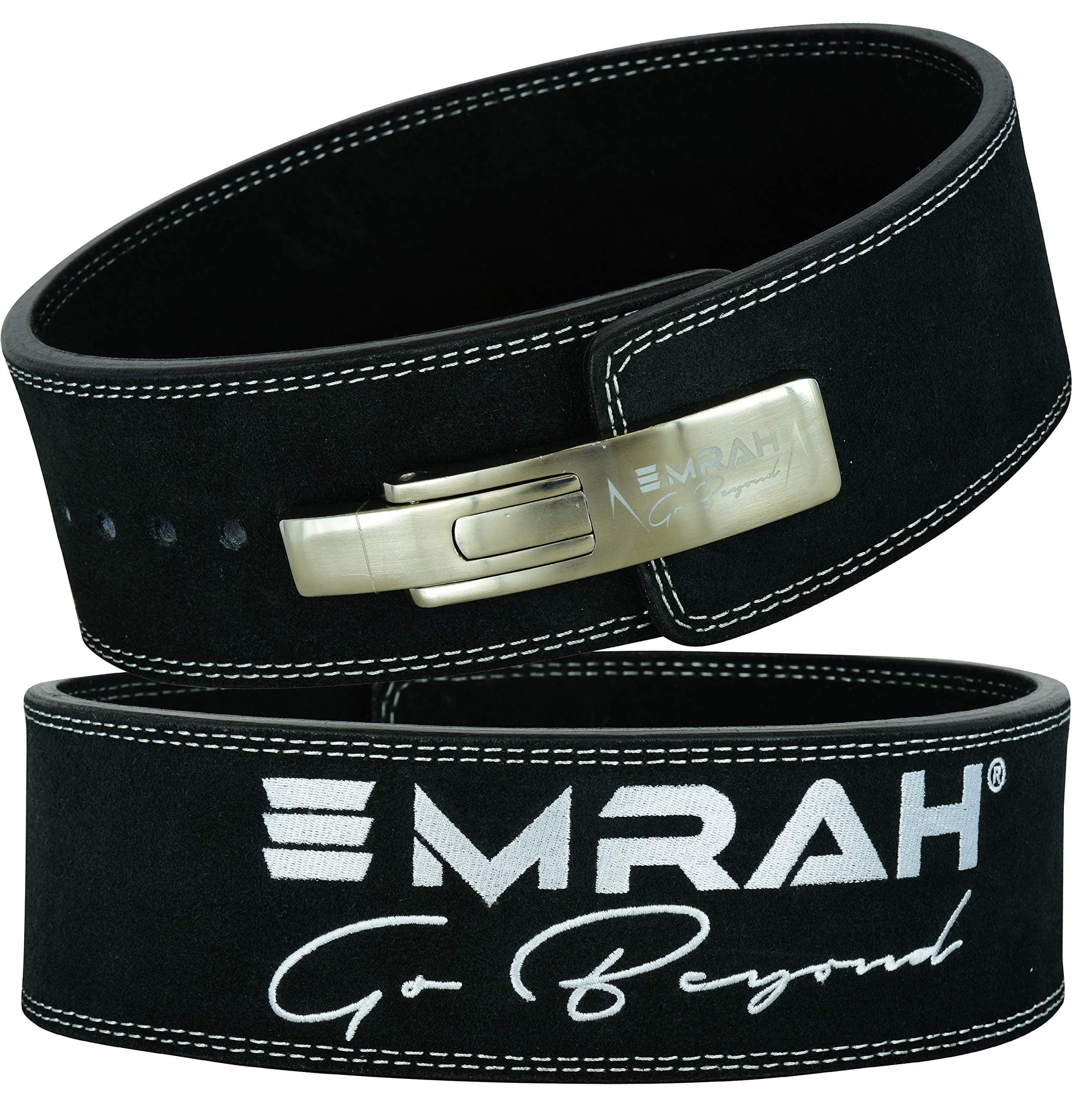 EMRAH Pro Buff Hide Leather Powerlifting Lever Buckle Gym Workout Fitness Weightlifting Belt for Men and Women | Durable Comfortable