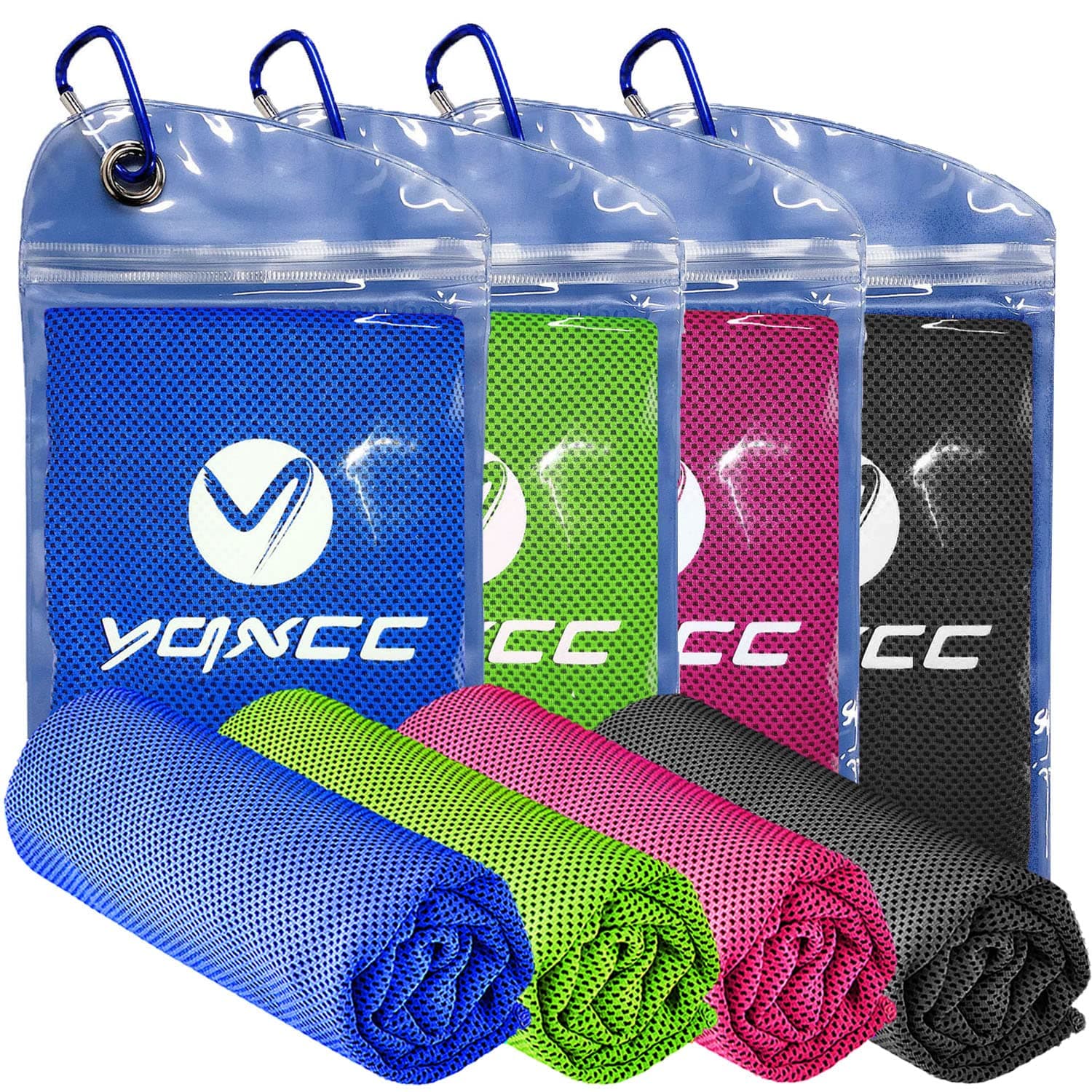 Cooling Towels | 4 Pack 47"x12" | Ice Cool for Neck | Microfiber Soft Breathable Chilly | for Yoga, Sports, Golf, Gym, Camping, Running, Fitness, Workout & More Activities