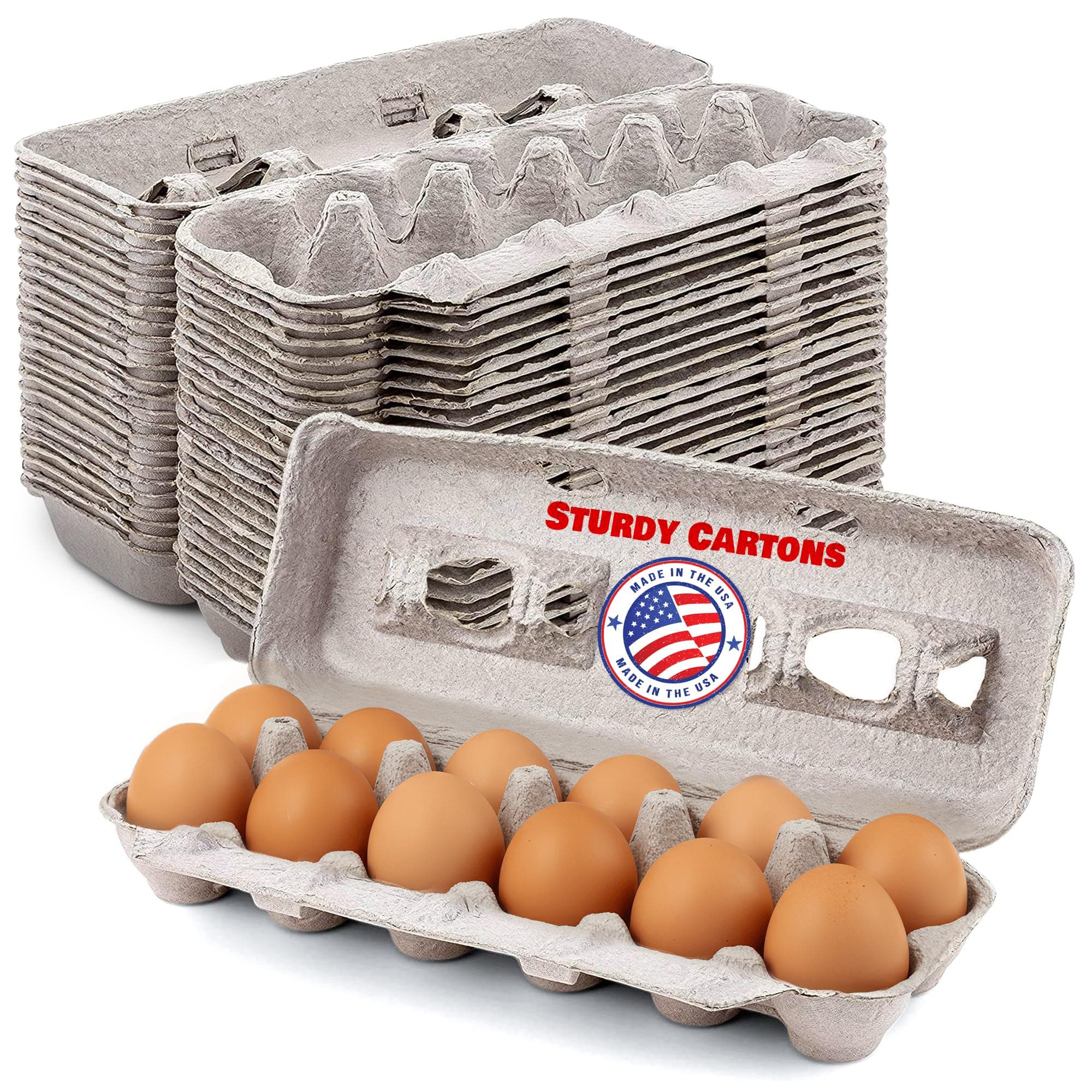 Blank Natural Pulp Egg Cartons Bulk Holds Up to Twelve Eggs - 1 Dozen - Cardboard Material Perfect For Storing Extra Eggs (25 Pieces) - Made in USA