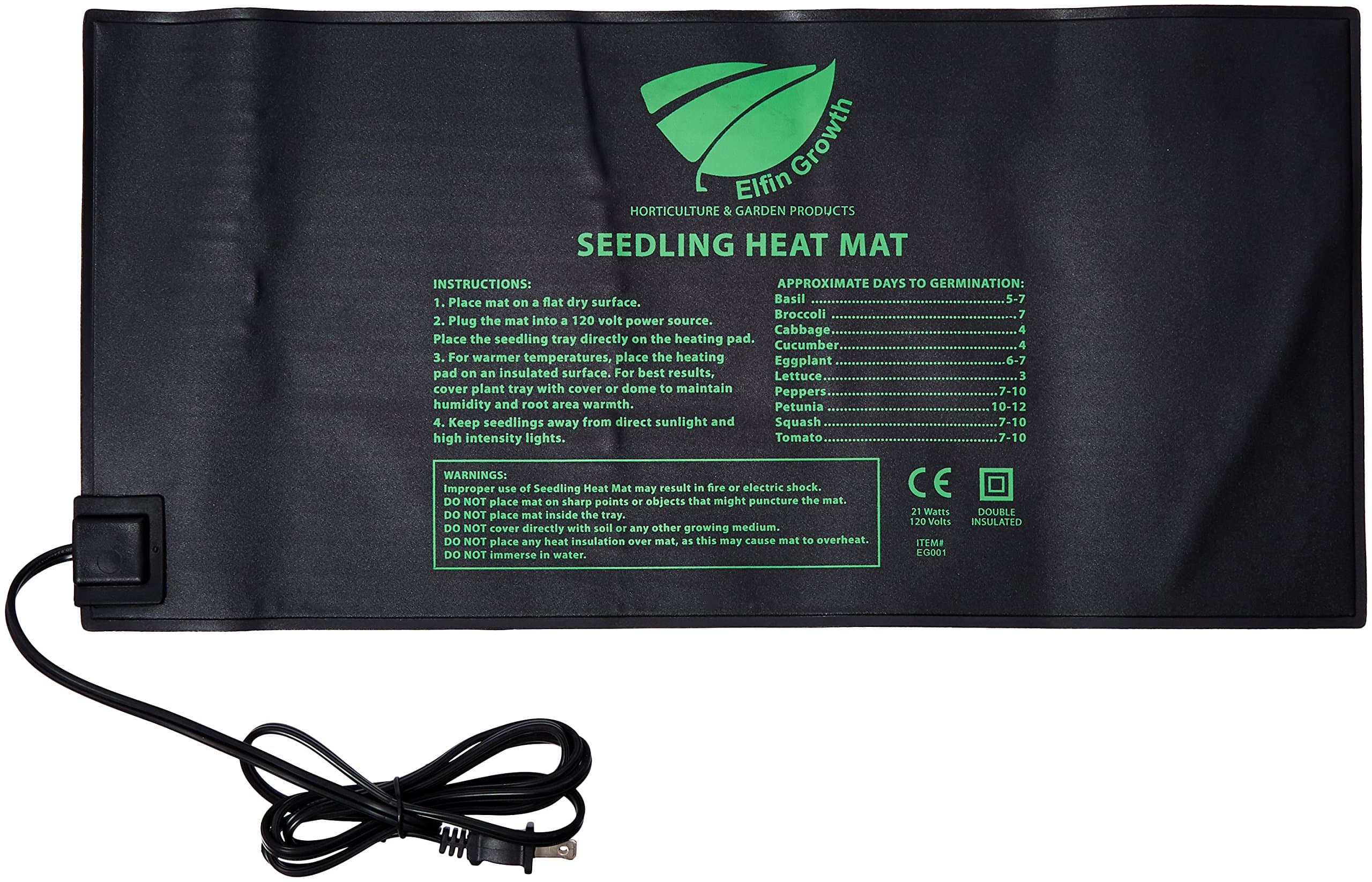 Durable Waterproof Seedling Heat Mat Warm Hydroponic Heating Pad 10" x 20.75" Mat Only